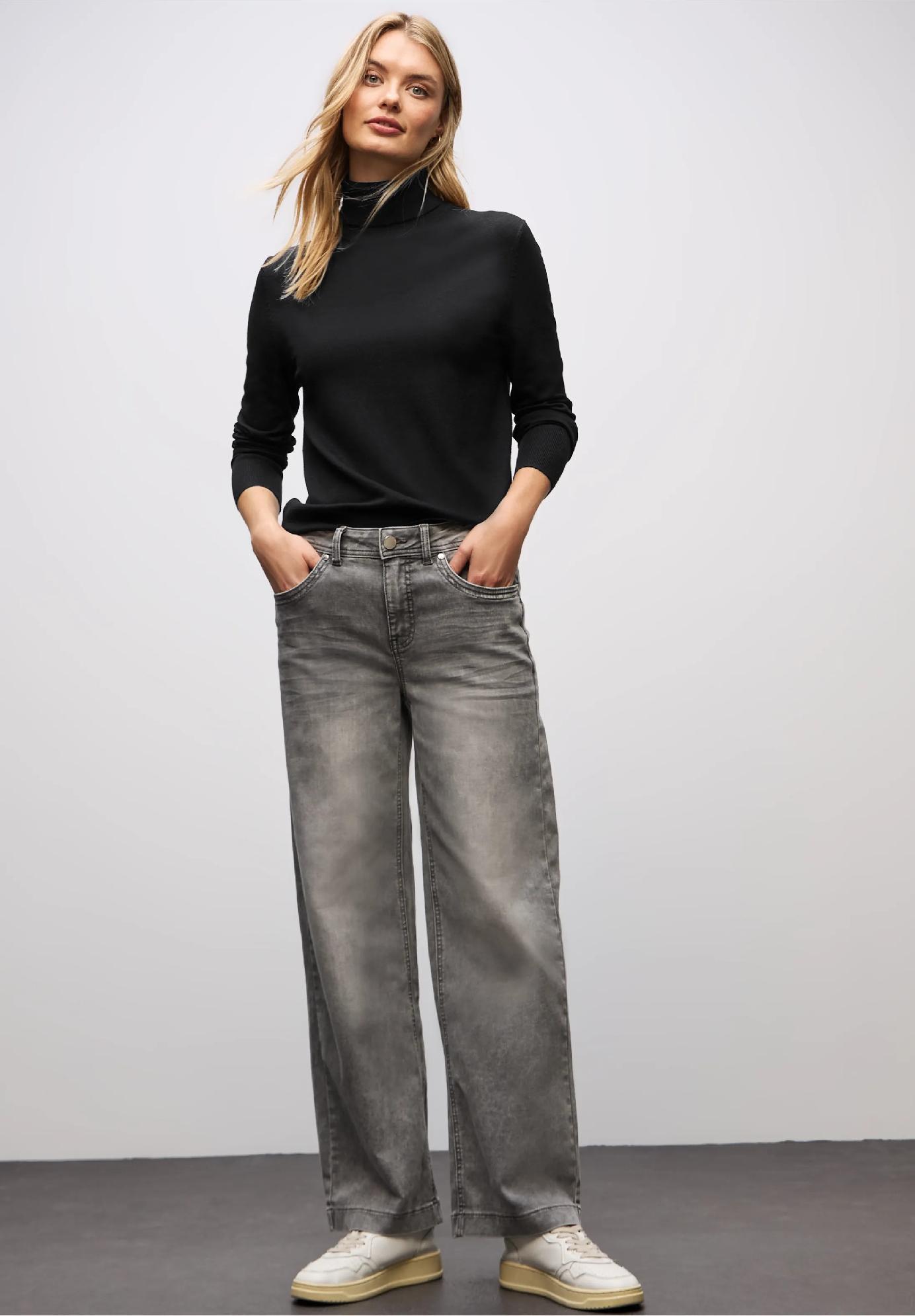 Street One sveter s rolákom, čier