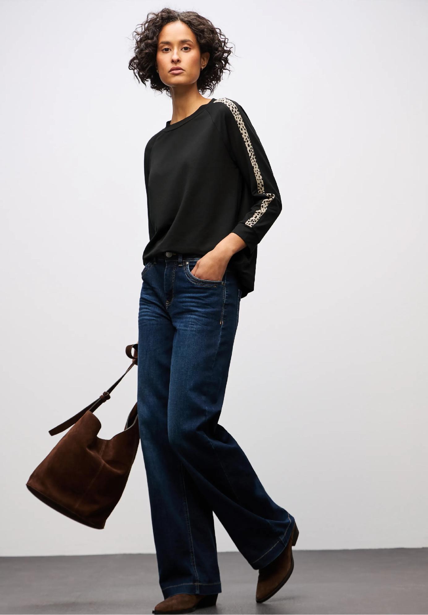 Street One tričko s leopardím lemovaním