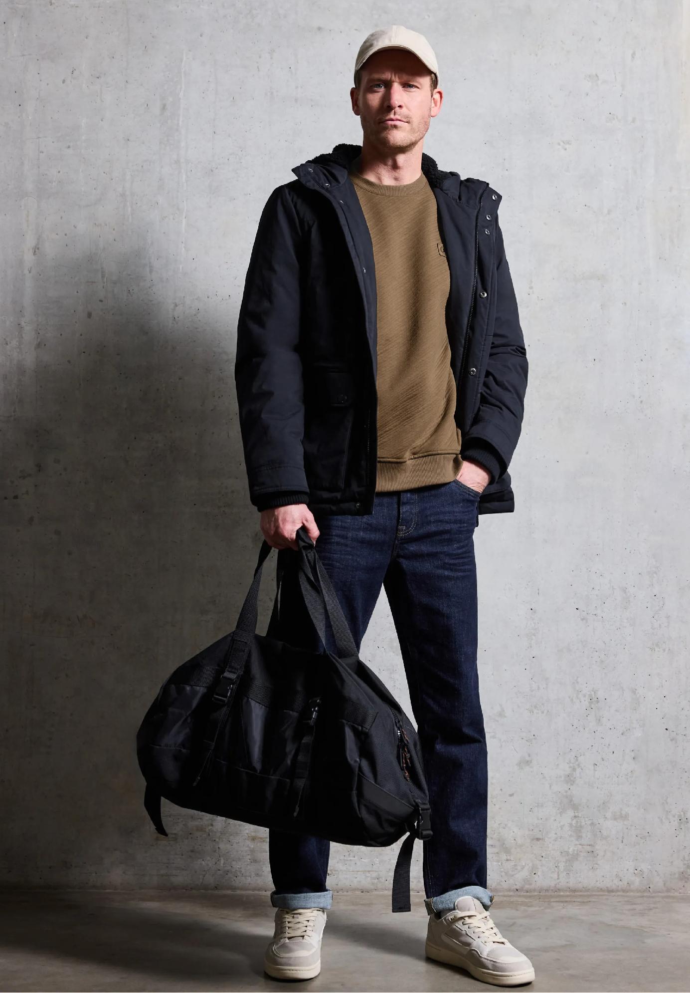 Street One MEN sveter s okrúhlym výstrihom a textúrou