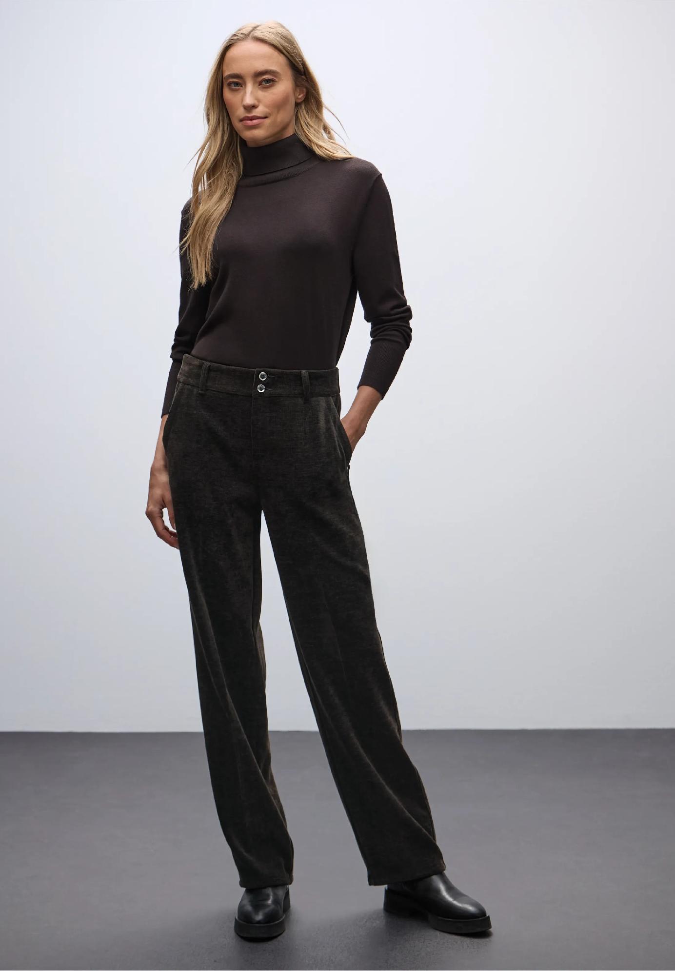 Street One rovné ženilkové manšestrové nohavice, hned