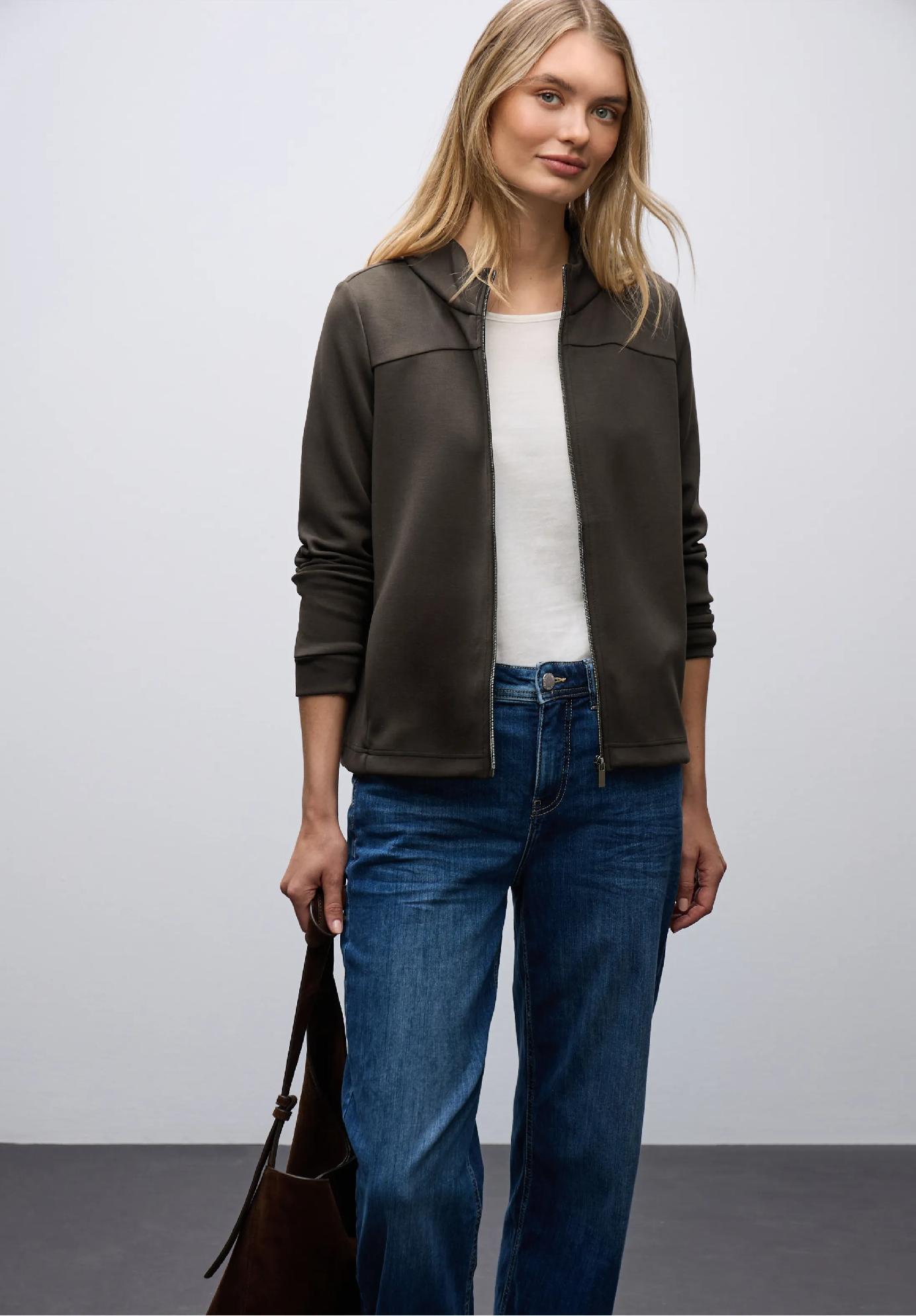 Street One mikina s hodvábnym vzhľadom a zipsom