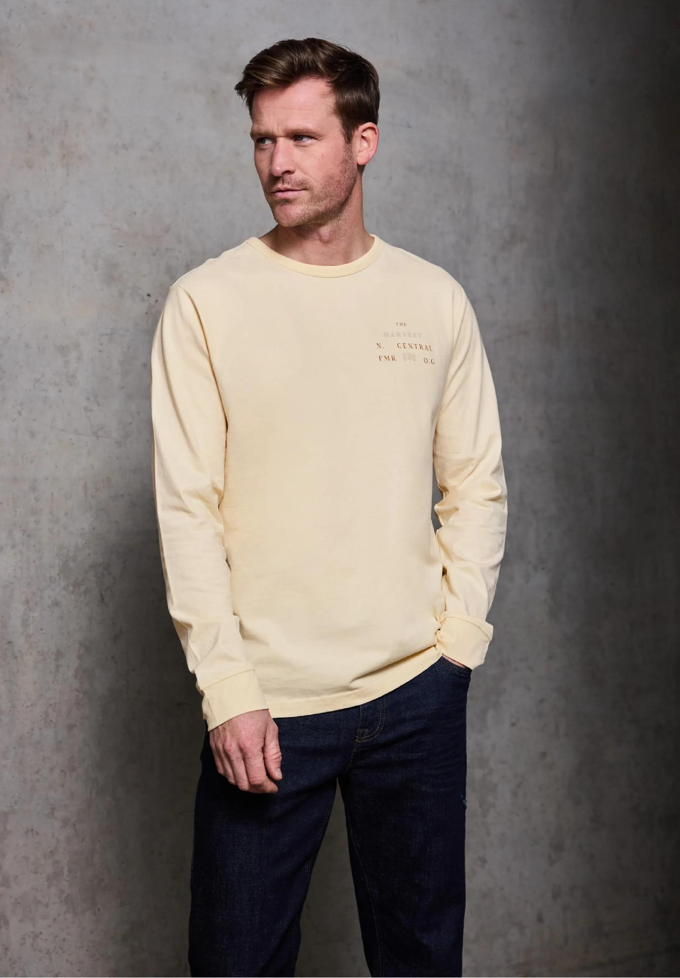 Street One MEN tričko s dlhým rukávom a jemným nápisom, bež