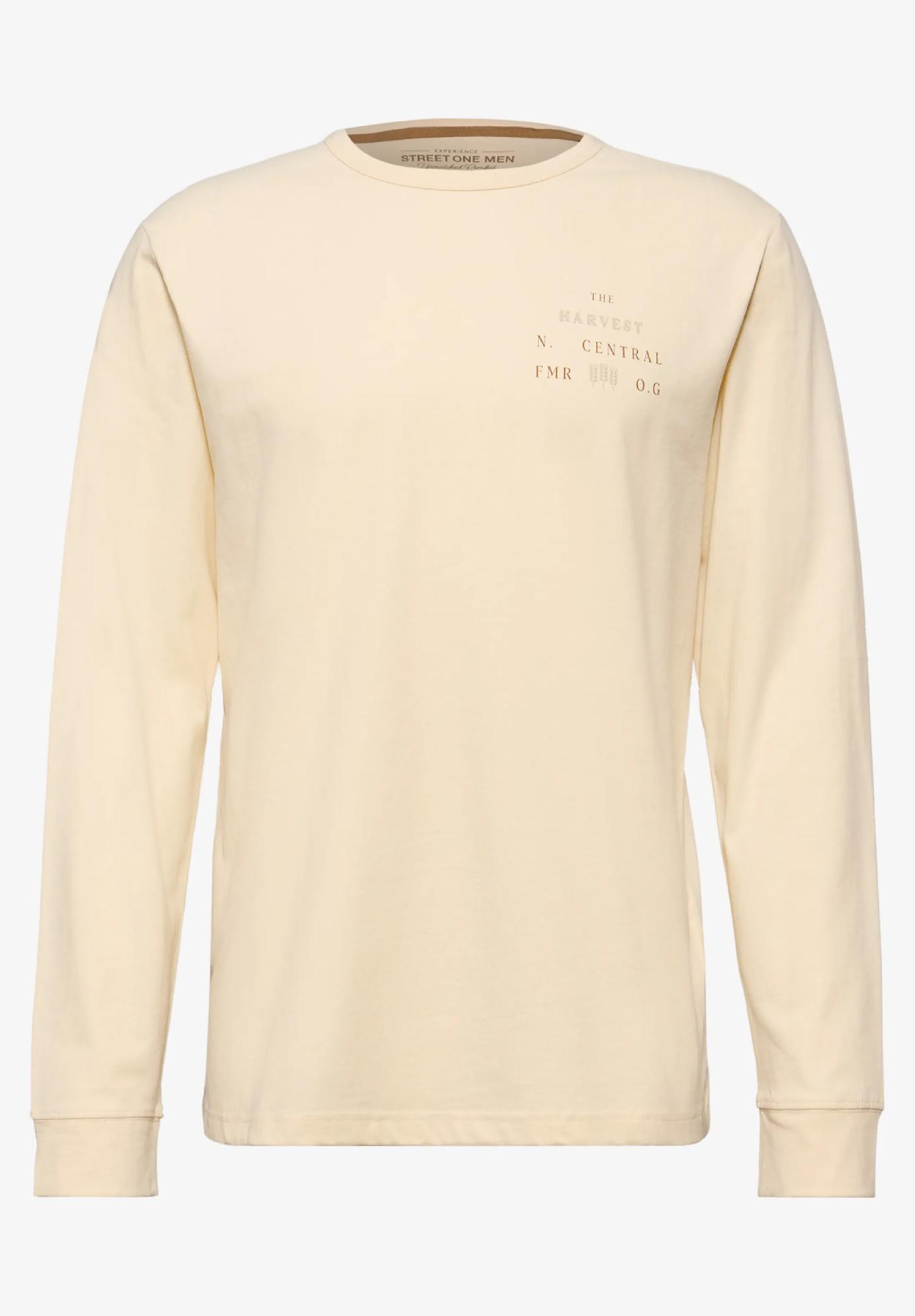 Street One MEN tričko s dlhým rukávom a jemným nápisom, bež