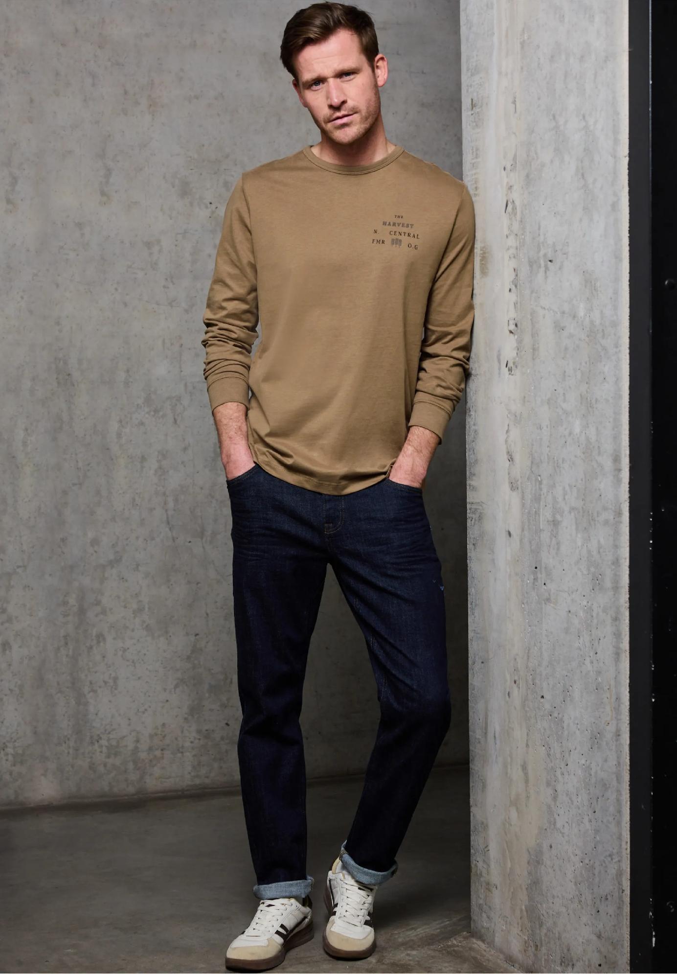 Street One MEN tričko s dlhým rukávom a jemným nápisom, hne