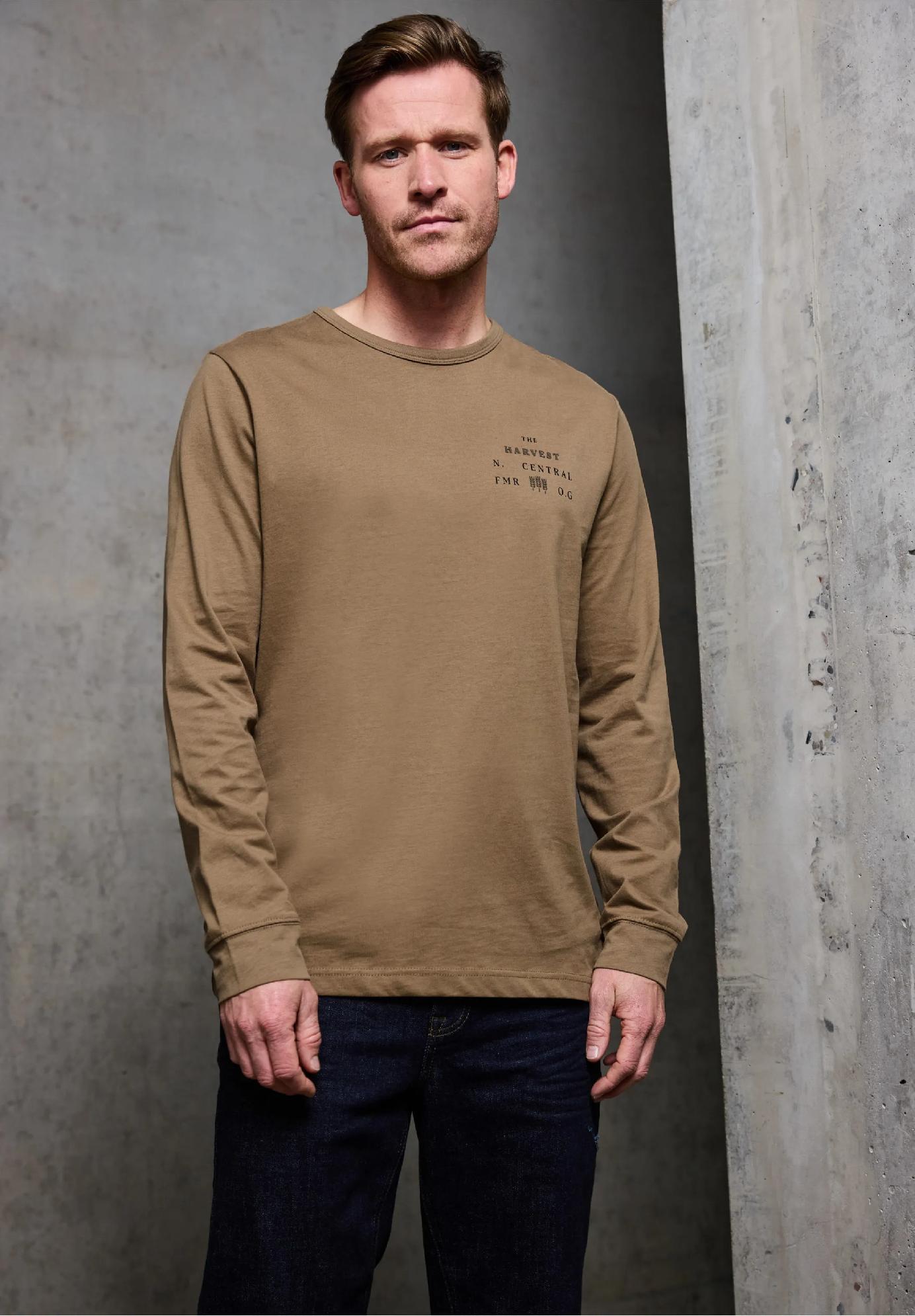 Street One MEN tričko s dlhým rukávom a jemným nápisom, hne