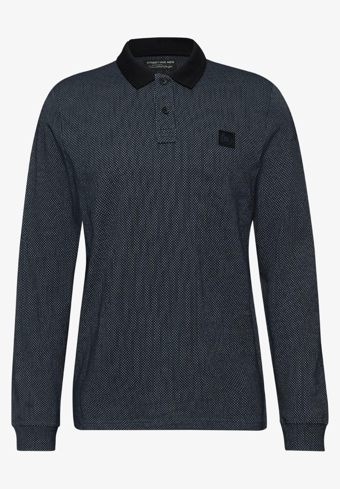 Street One MEN textúrované polo tričko s dlhým rukávom