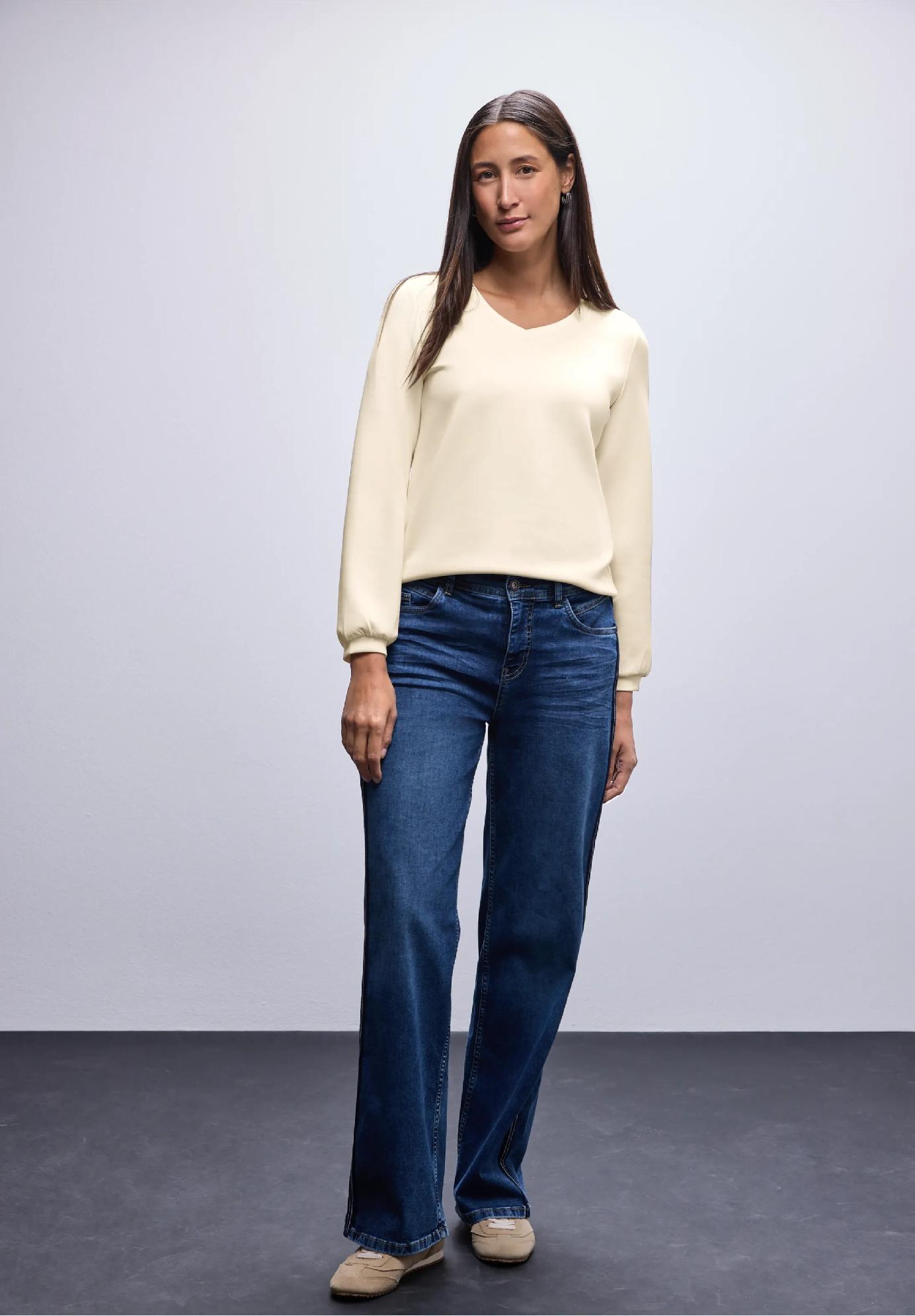 Street One tričko s hodvábnym vzhľadom, ecru