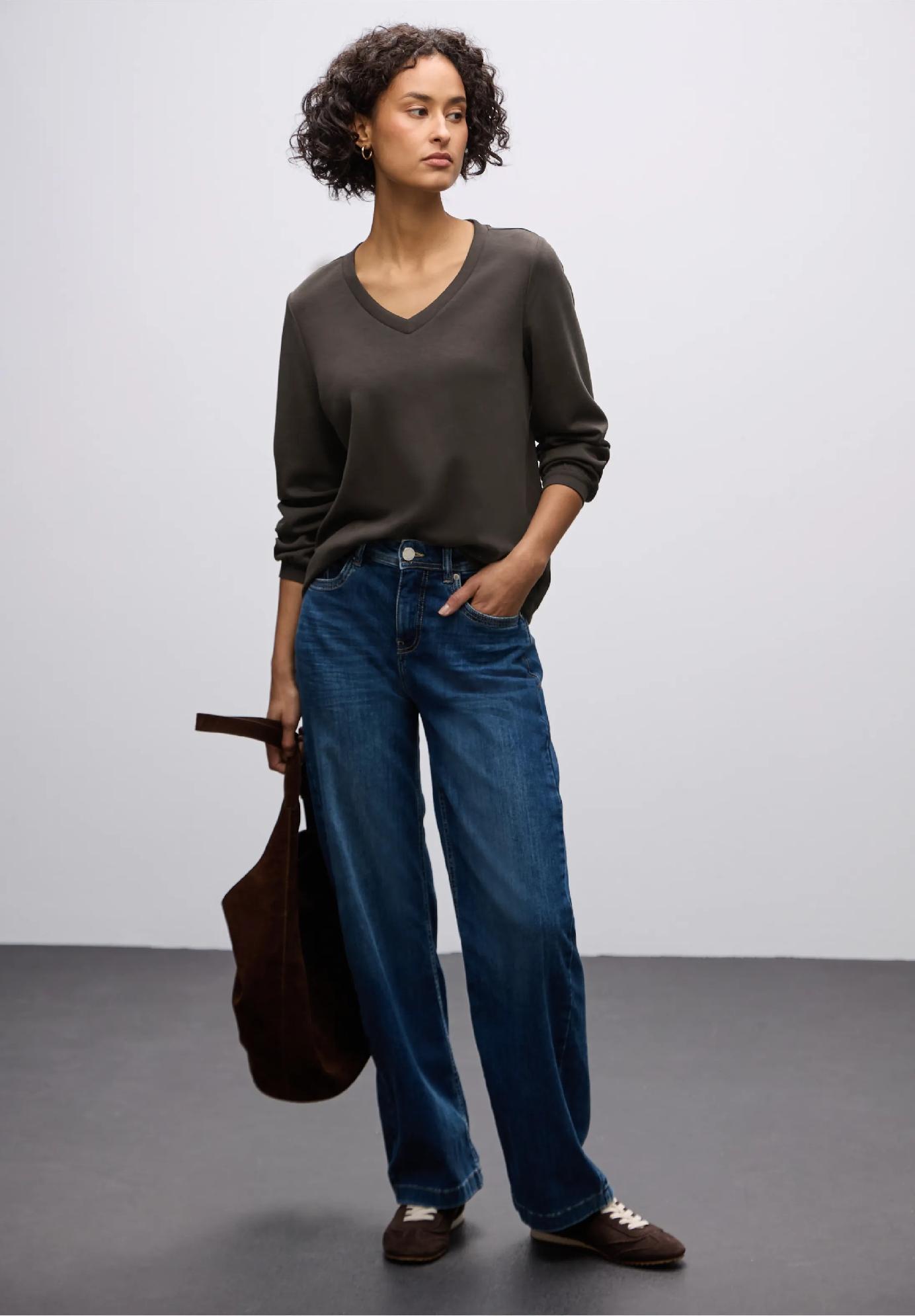 Street One tričko s hodvábnym vzhľadom, hneda