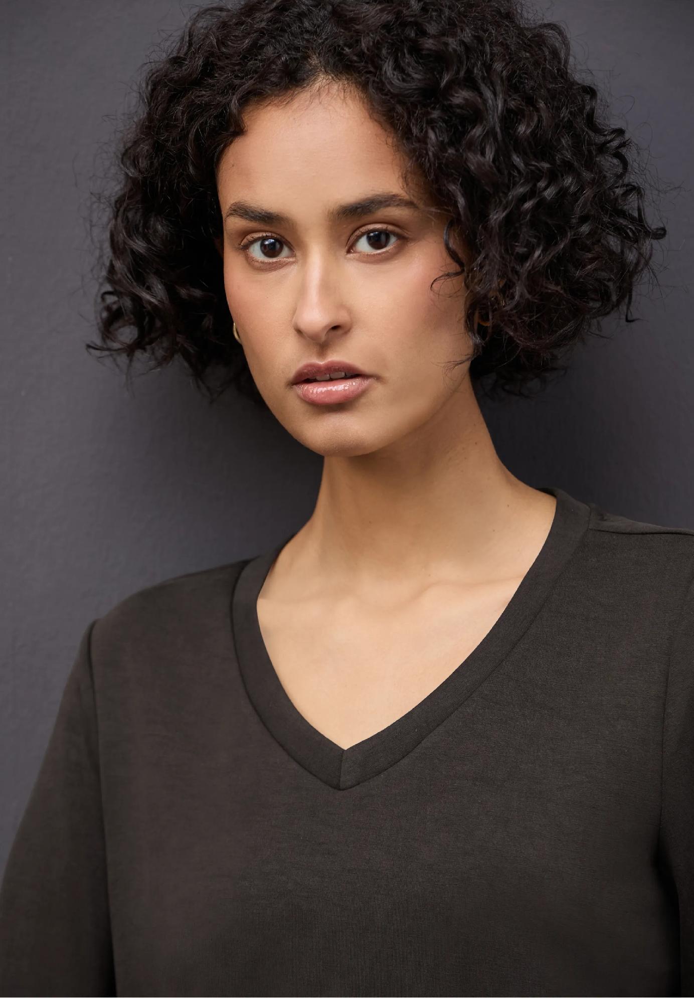 Street One tričko s hodvábnym vzhľadom, hneda