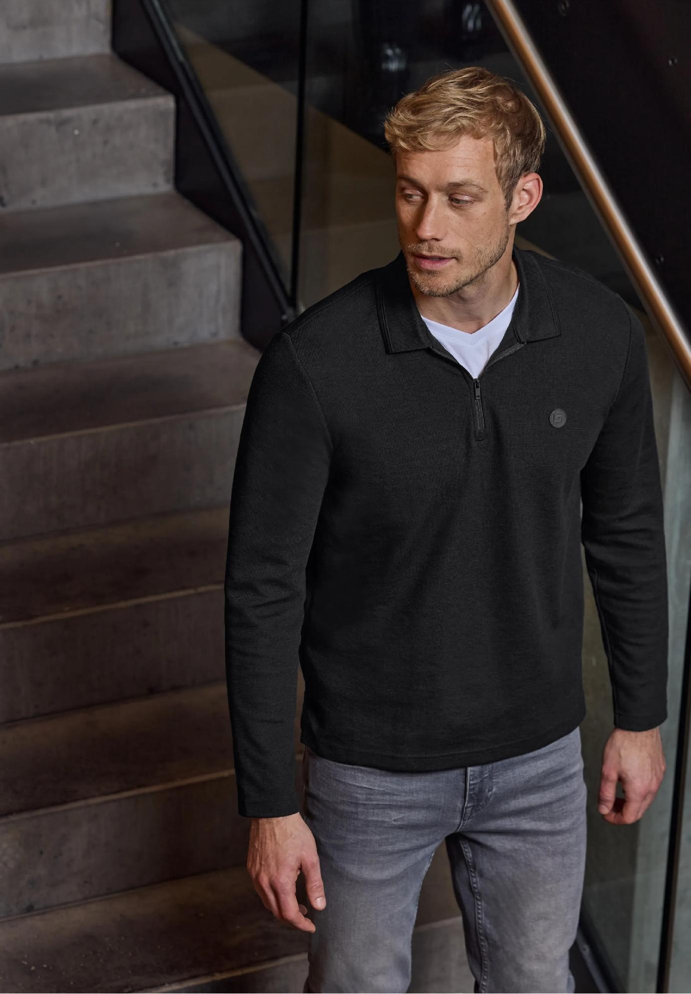 Street One MEN polo tričko so zipsom