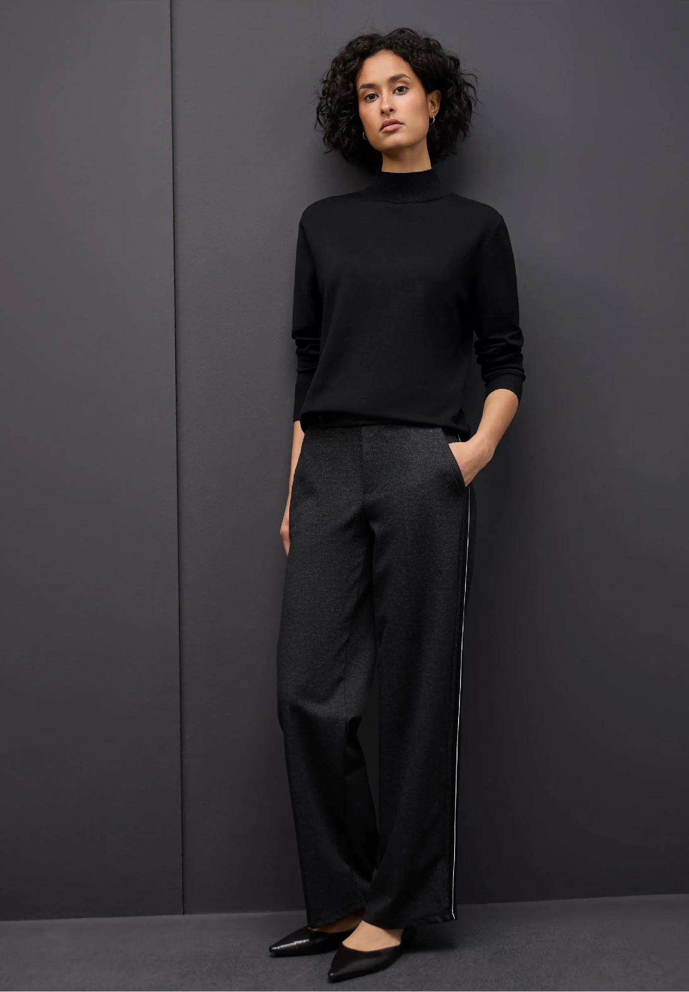 Street One sveter s rolákom, čierny