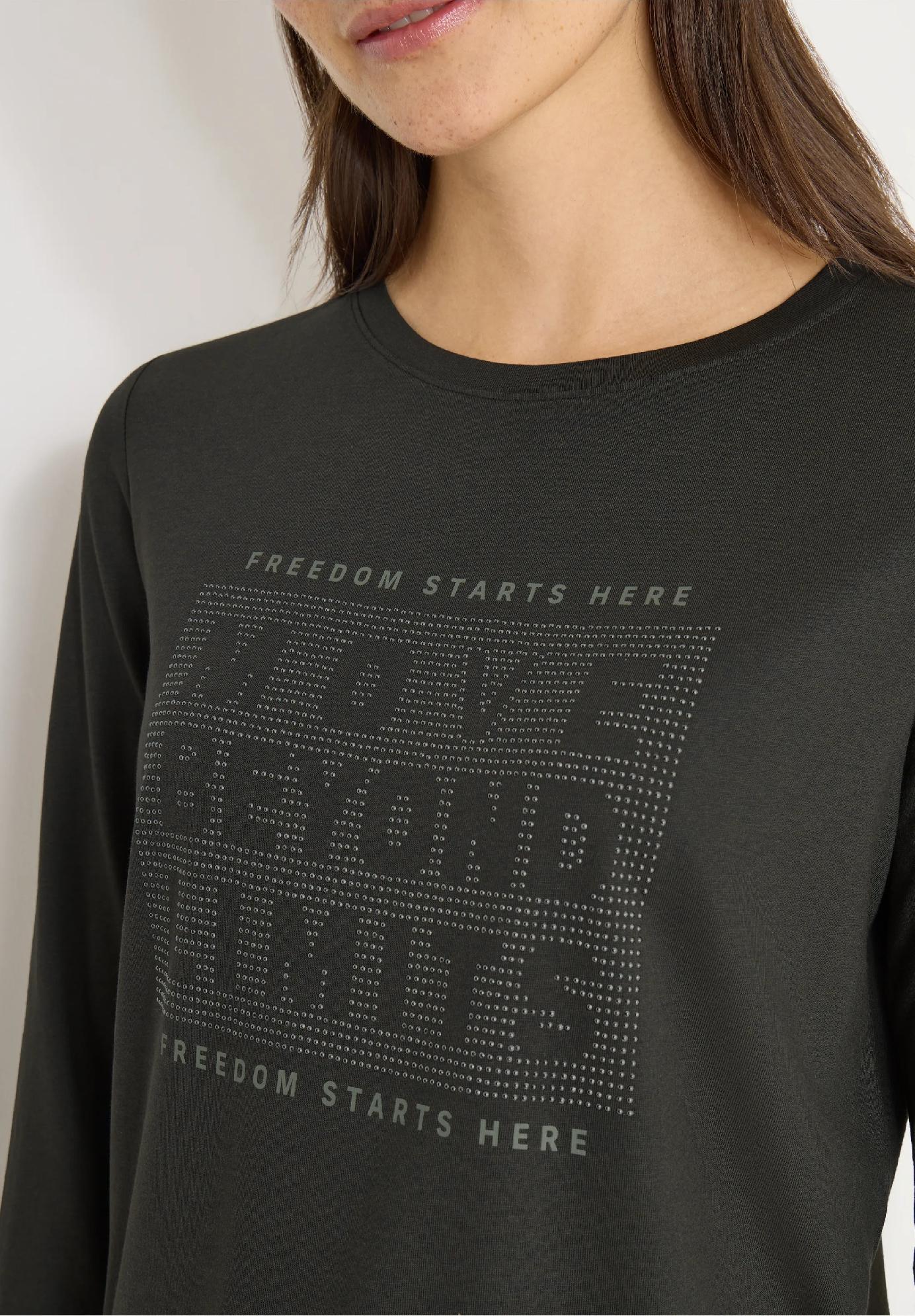 CECIL tričko s kamienkami, kaki