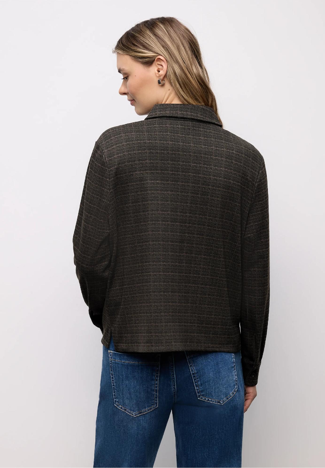 Street One košeľová blúzka s károvaným a žakárovým vzorom