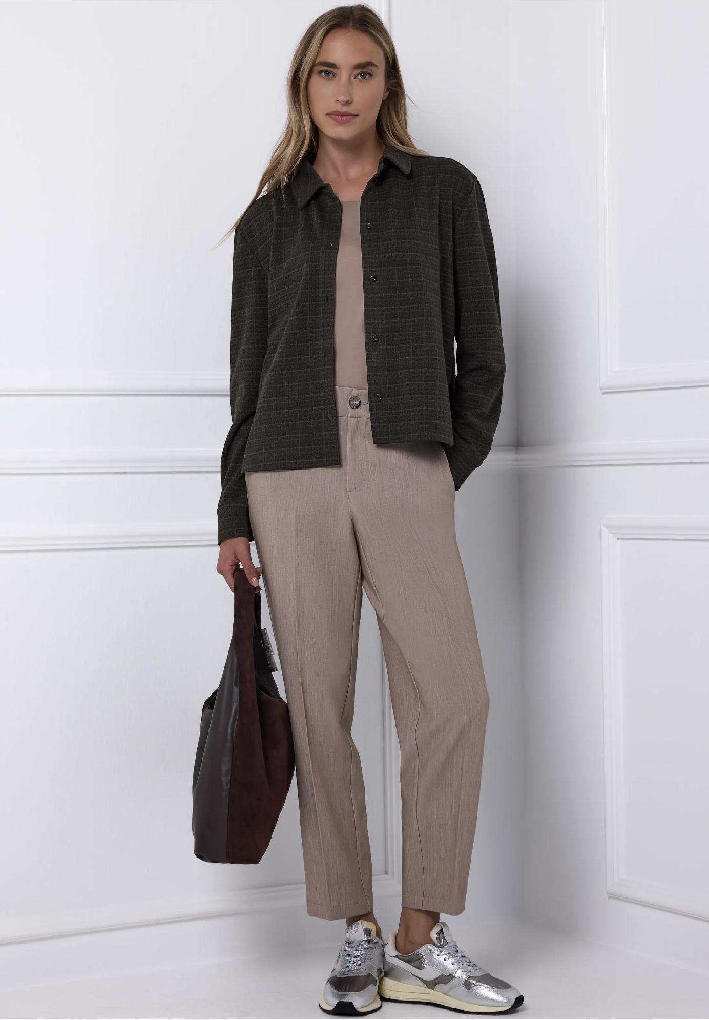 Street One košeľová blúzka s károvaným a žakárovým vzorom