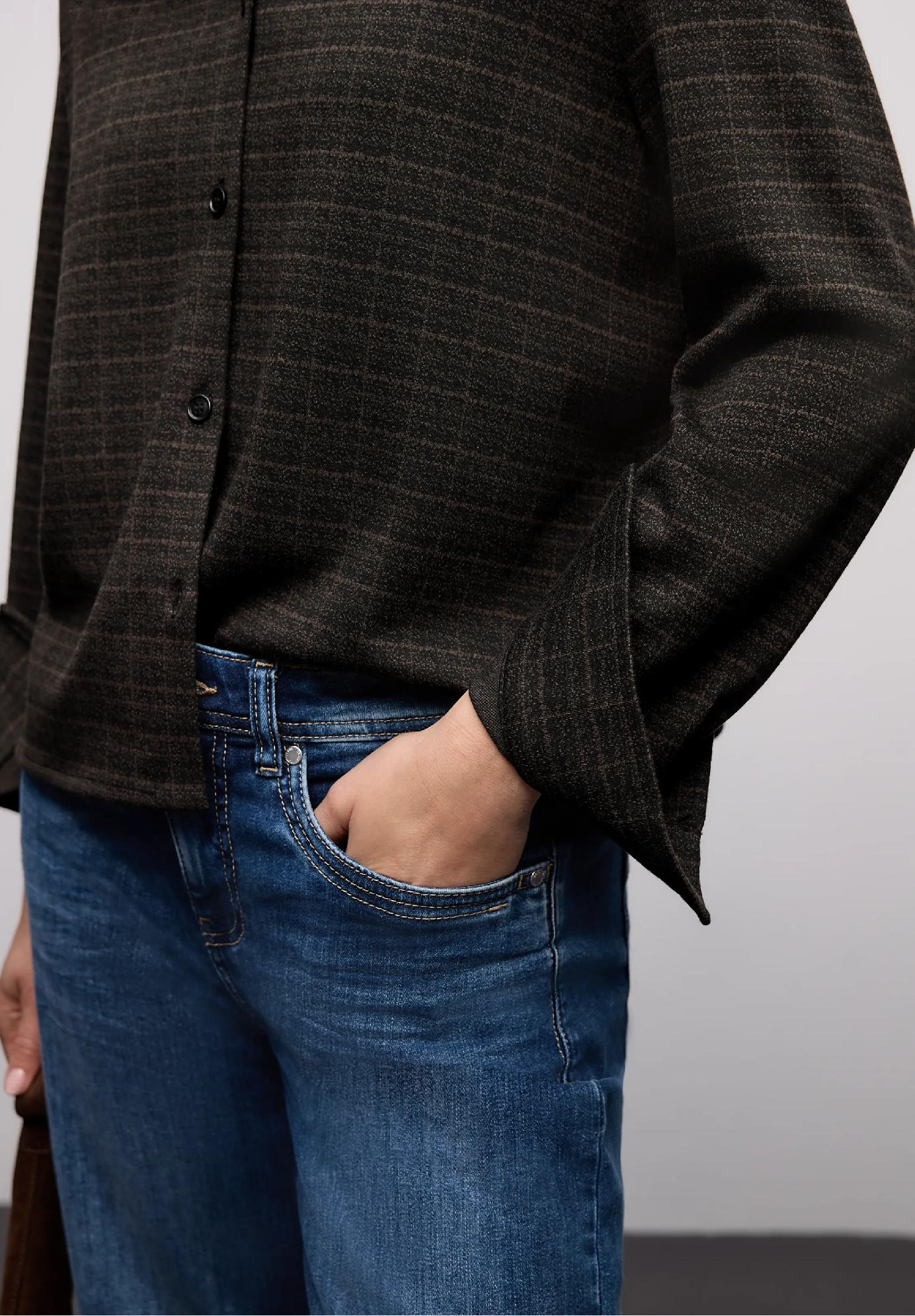 Street One košeľová blúzka s károvaným a žakárovým vzorom