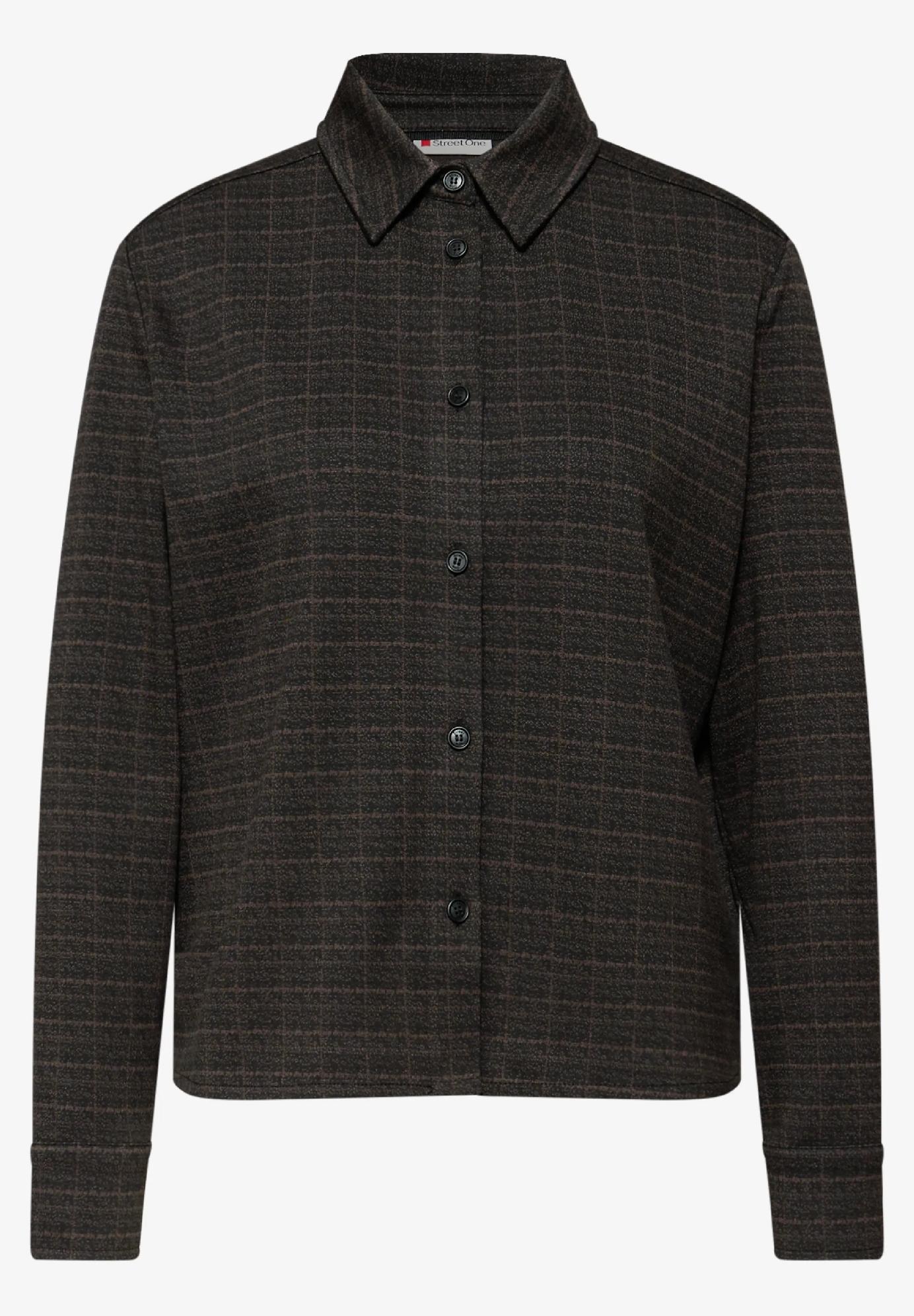 Street One košeľová blúzka s károvaným a žakárovým vzorom