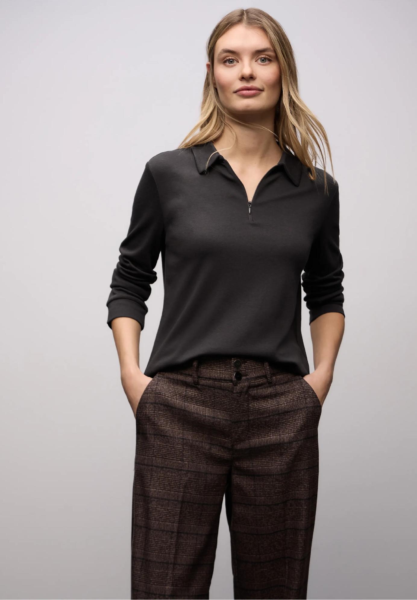 Street One polo tričko so zipsom, hne