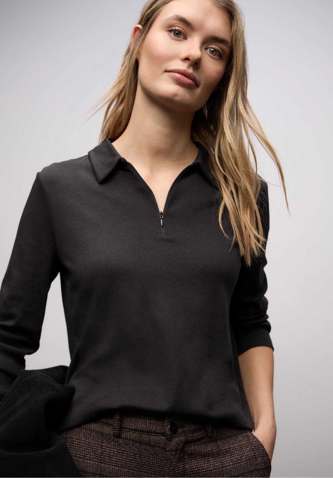 Street One polo tričko so zipsom, hne