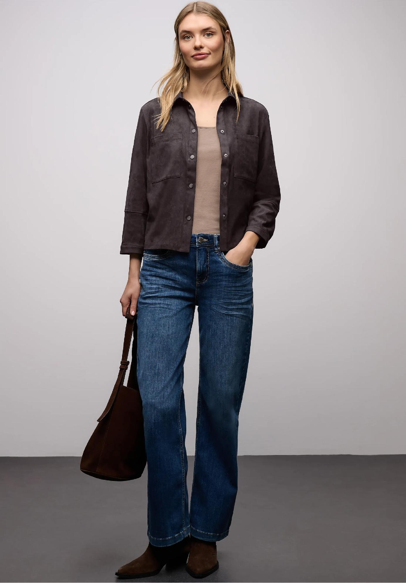 Street One velúrová košeľová blúzka