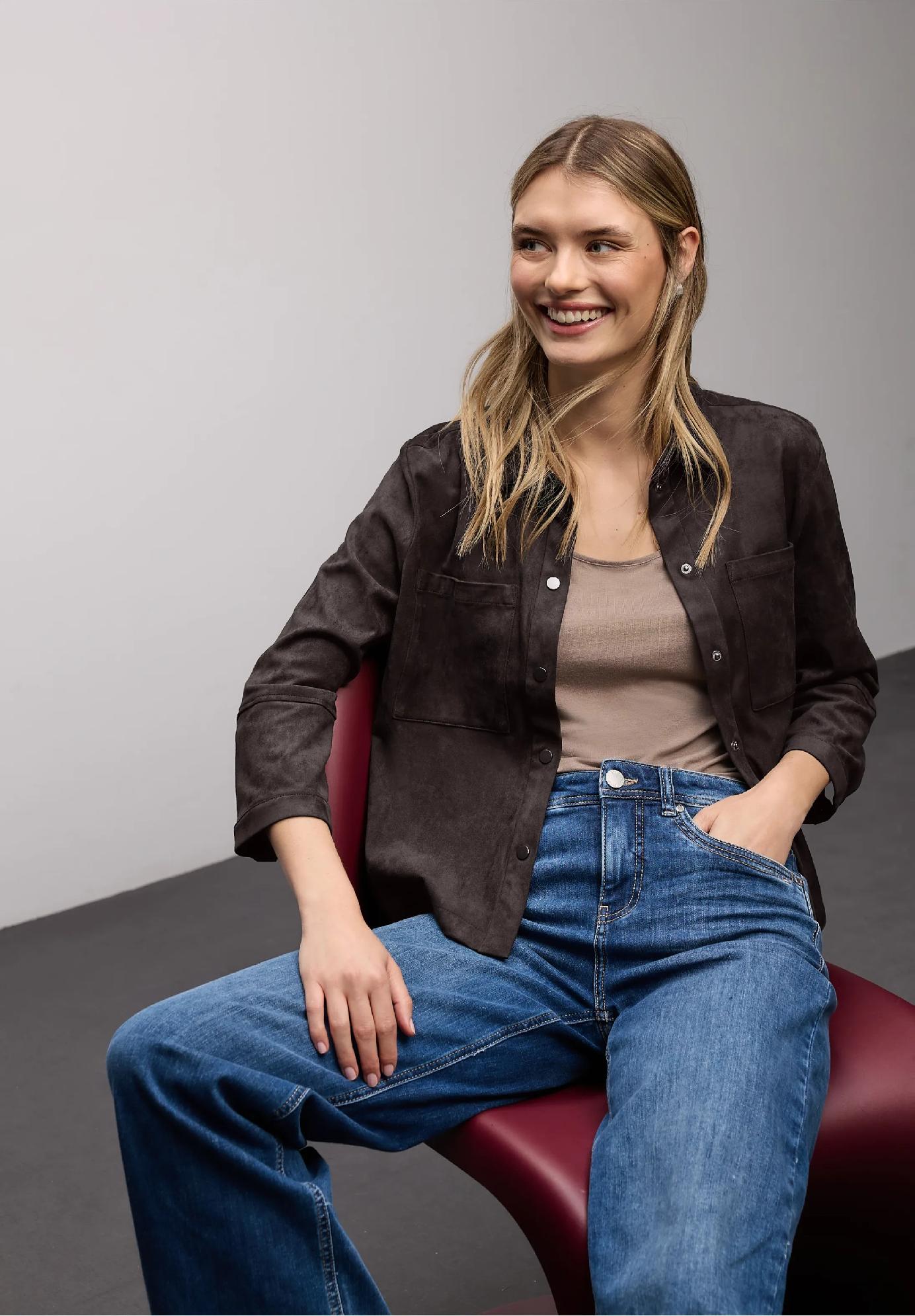 Street One velúrová košeľová blúzka