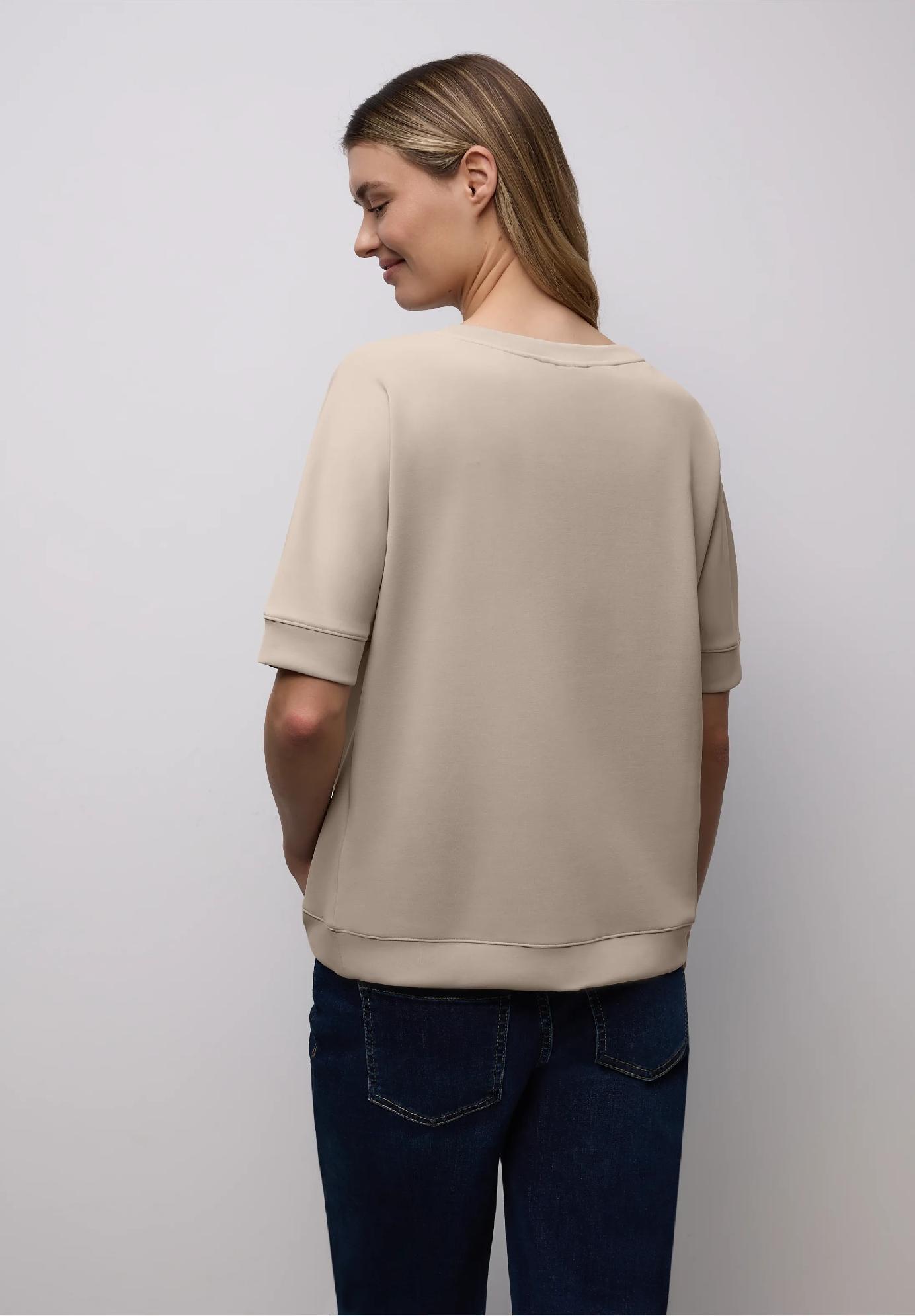 Street One tričko s leopardím vreckom, bež