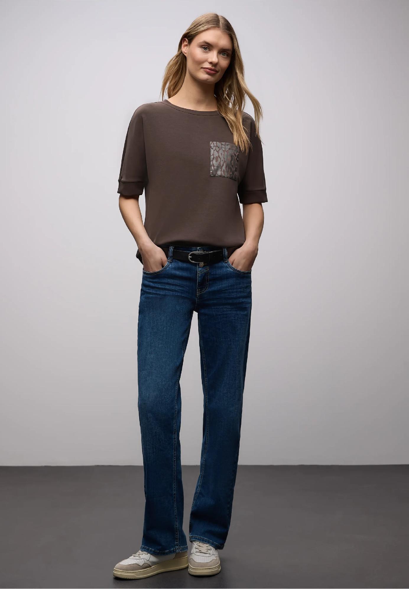 Street One tričko s leopardím vreckom, hne