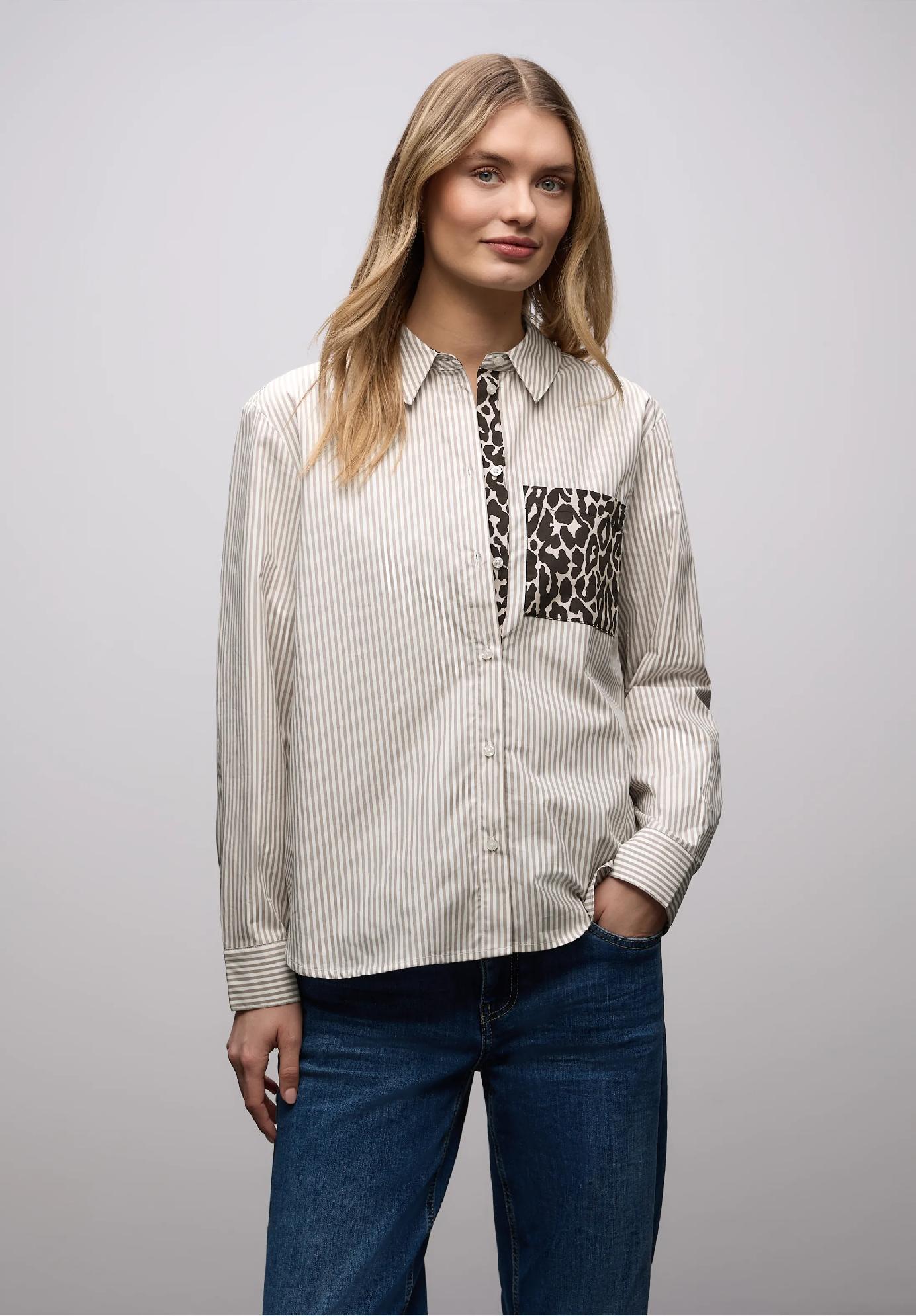 Street One pruhovaná košeľová blúzka, hne