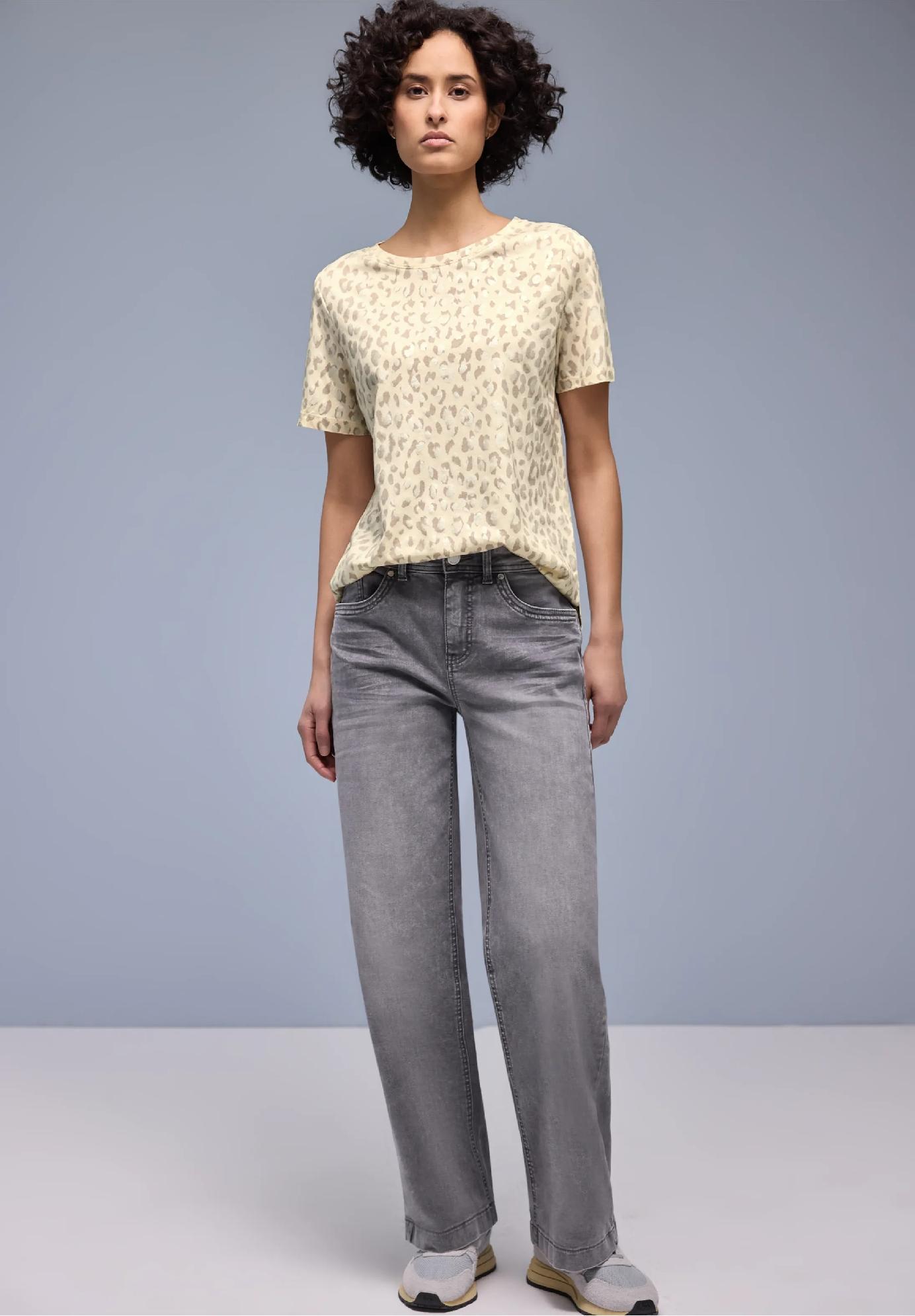 Street One tričko s leopardím vzorom a fóliovými detailmi