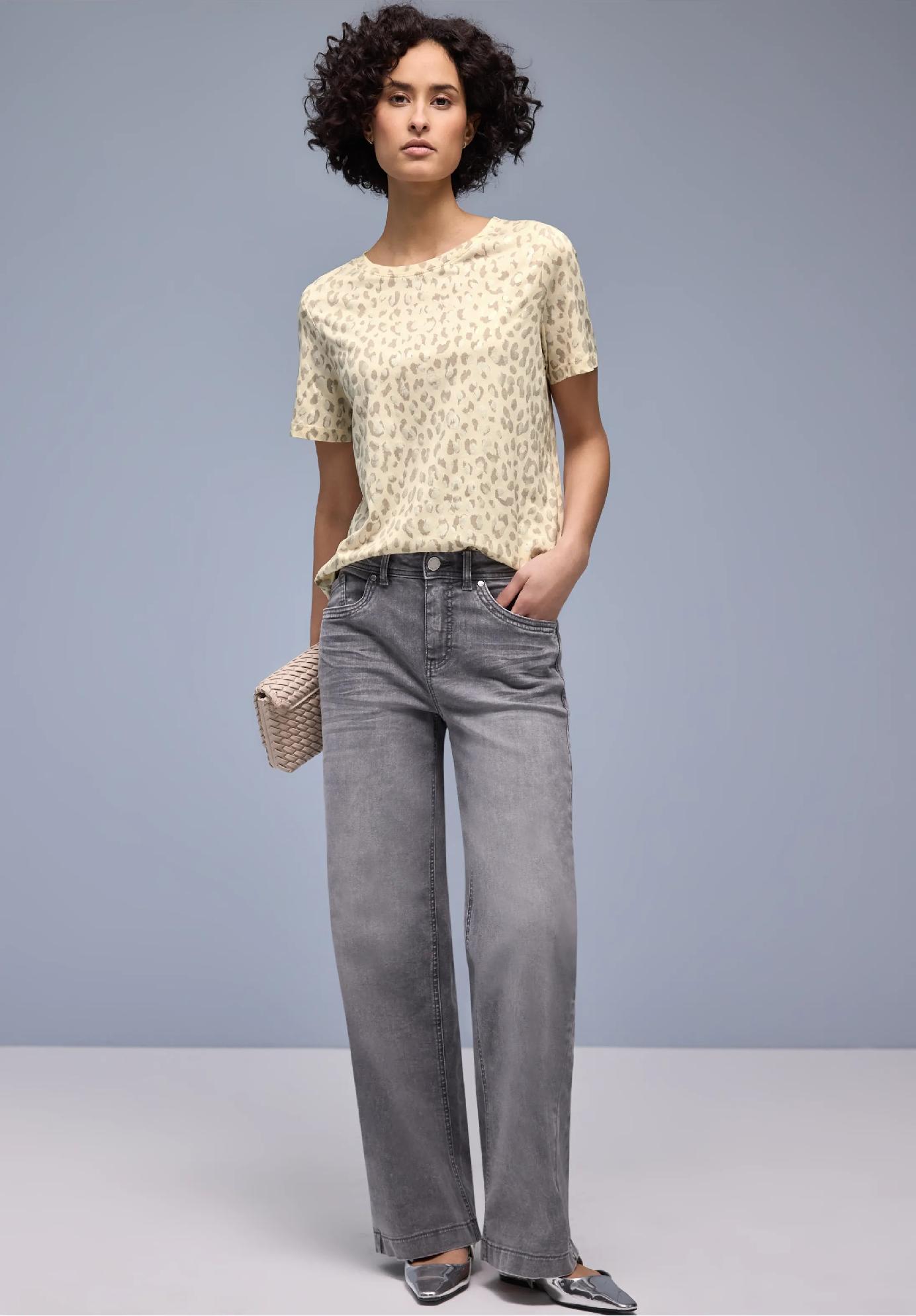 Street One tričko s leopardím vzorom a fóliovými detailmi