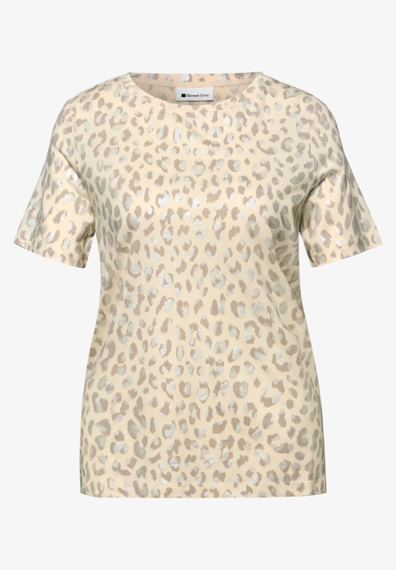 Street One tričko s leopardím vzorom a fóliovými detailmi