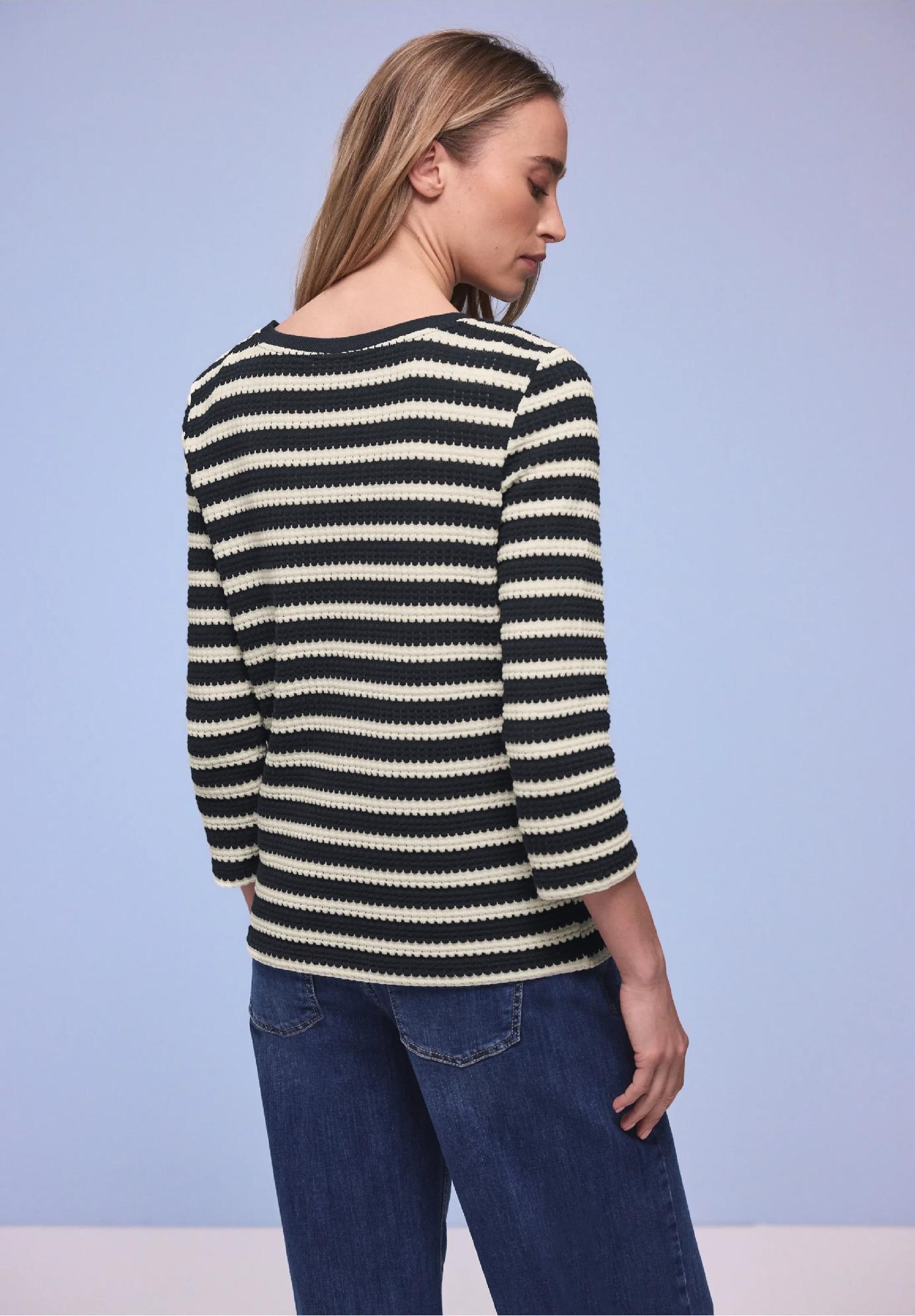 Street One pruhované tričko, tm. mod