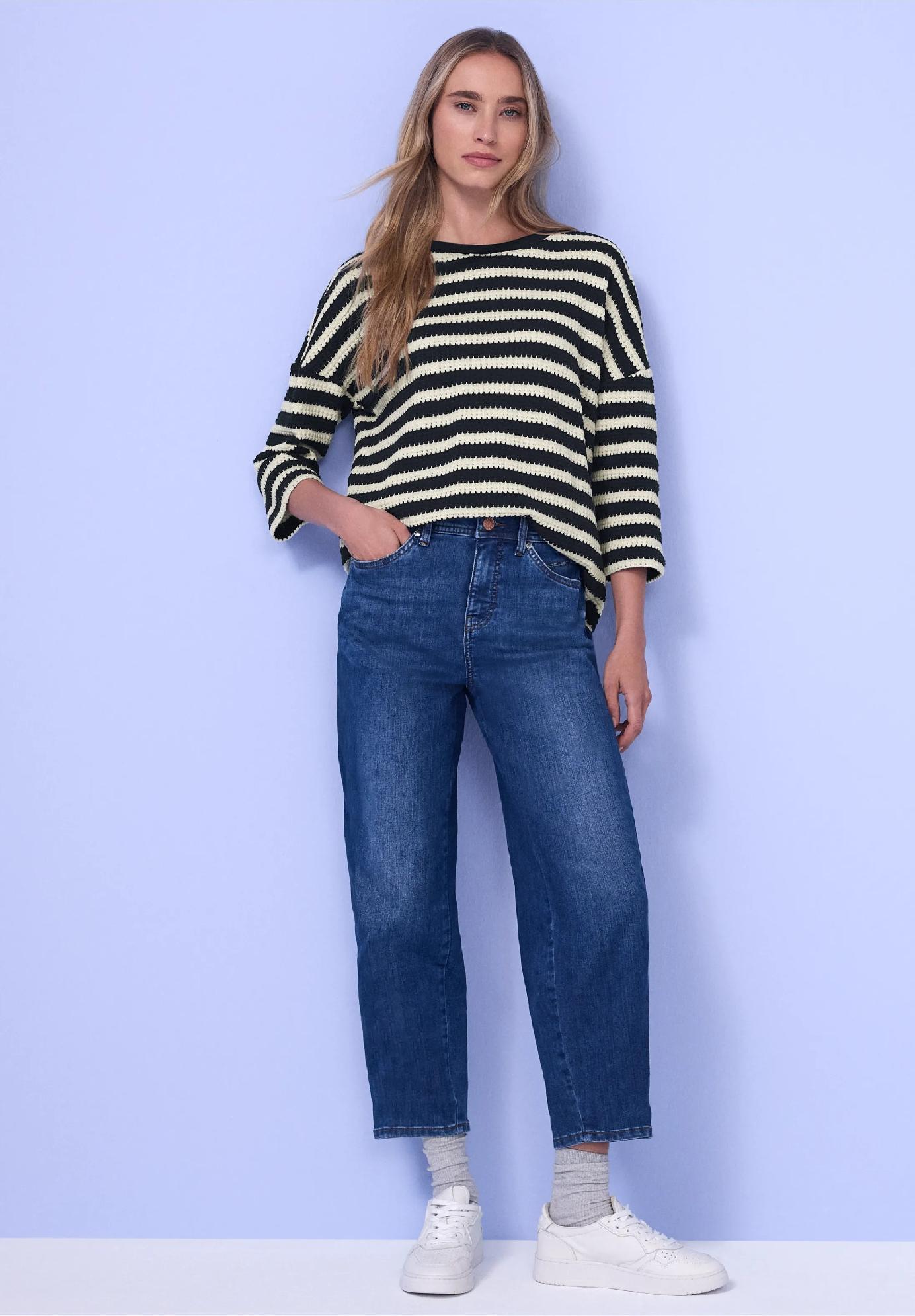 Street One pruhované tričko, tm. mod