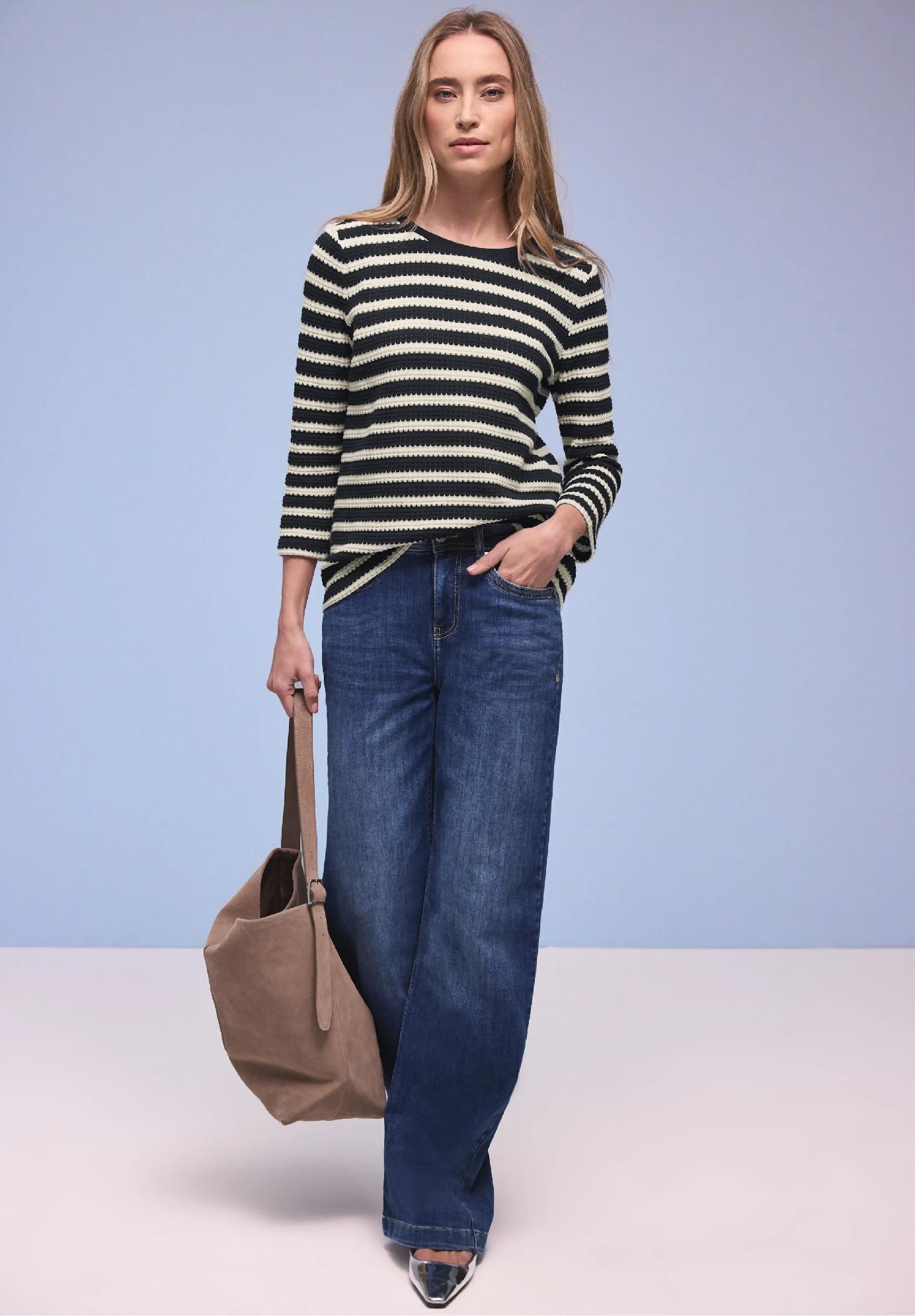 Street One pruhované tričko, tm. mod