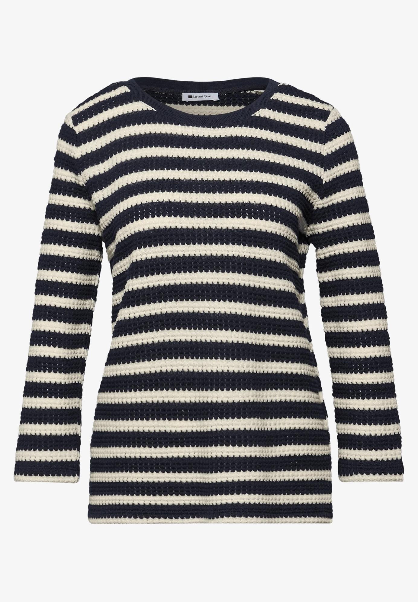 Street One pruhované tričko, tm. mod