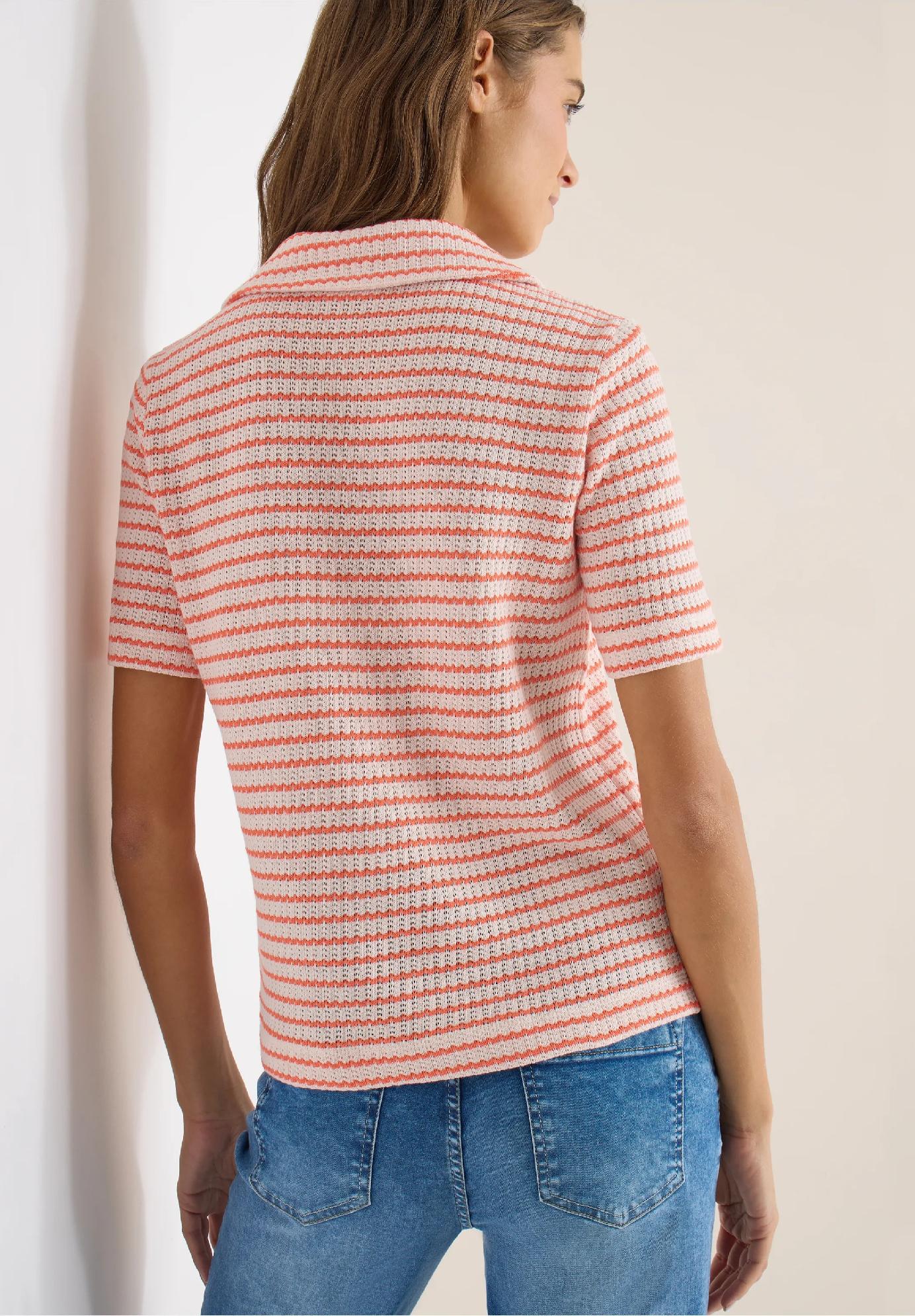 CECIL pruhované tričko s ažur vzorom