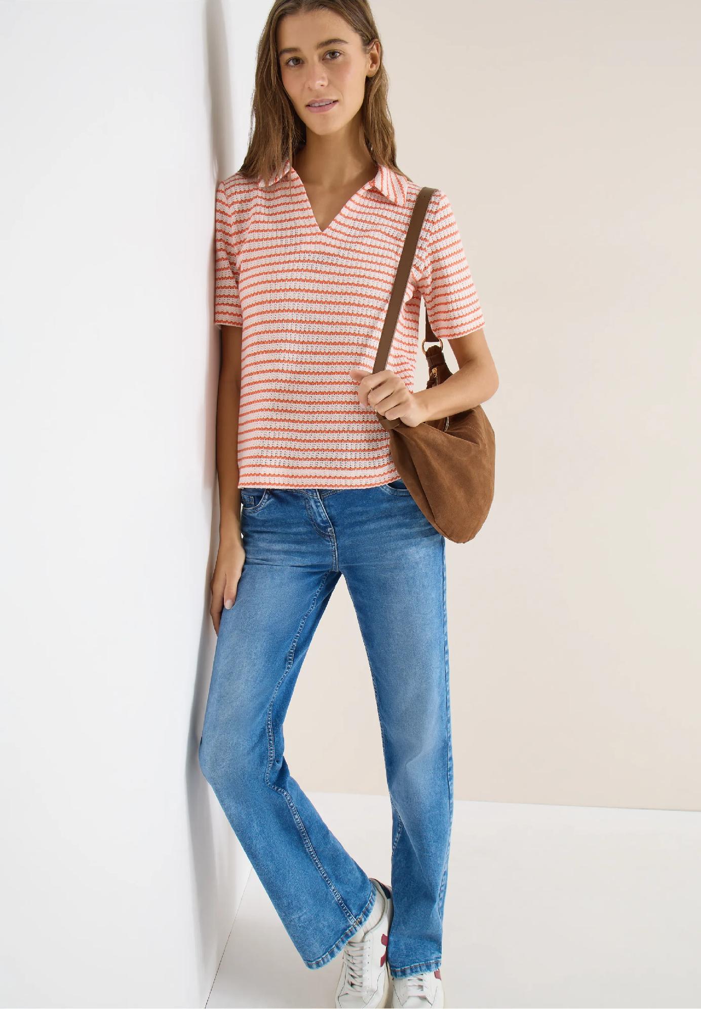 CECIL pruhované tričko s ažur vzorom