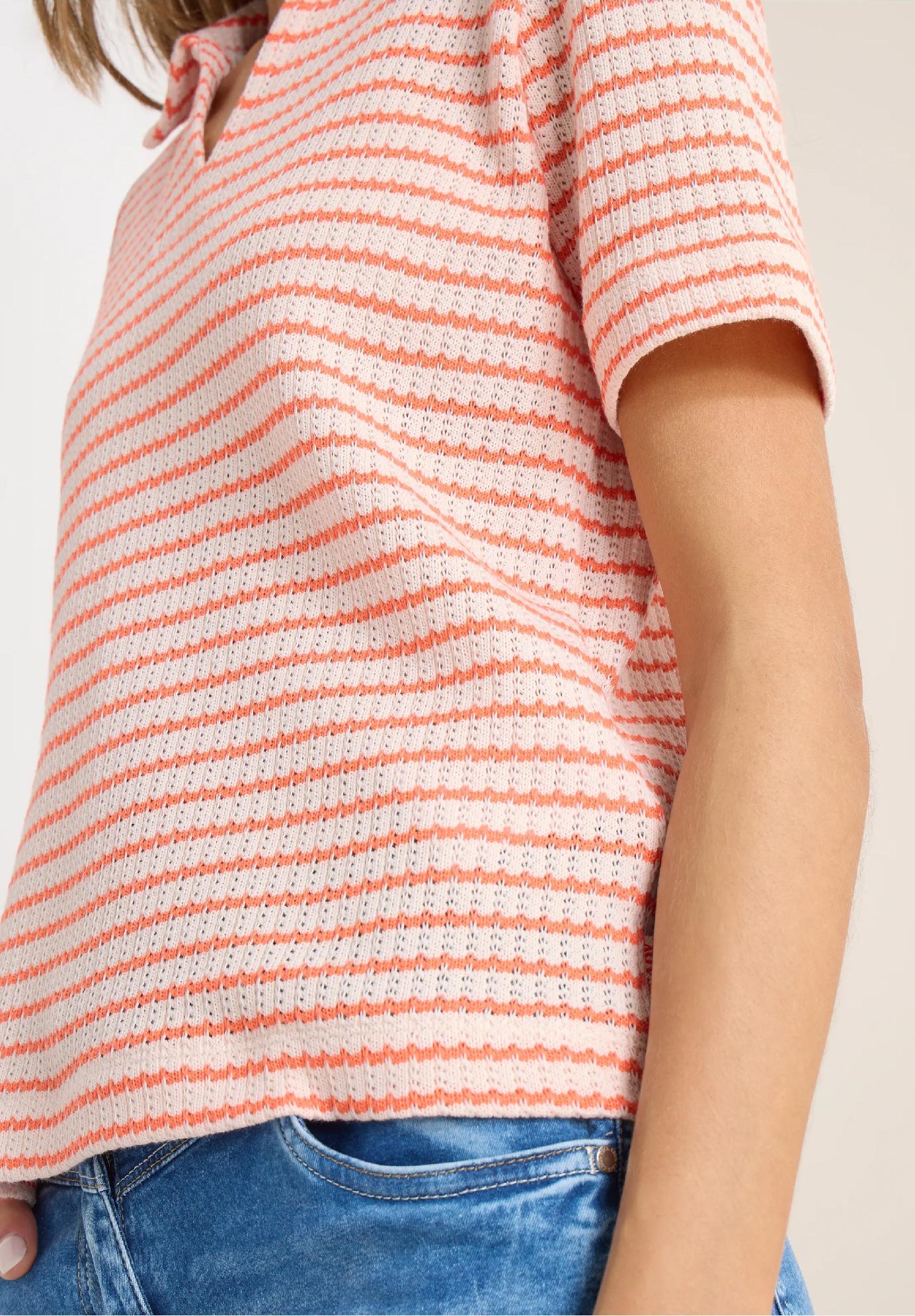 CECIL pruhované tričko s ažur vzorom