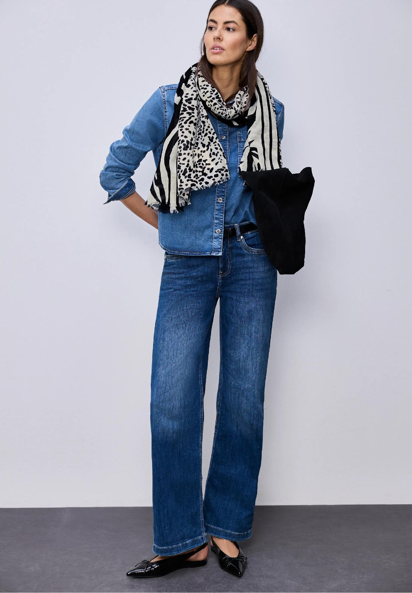 Street One vzorovaná šatka, čier