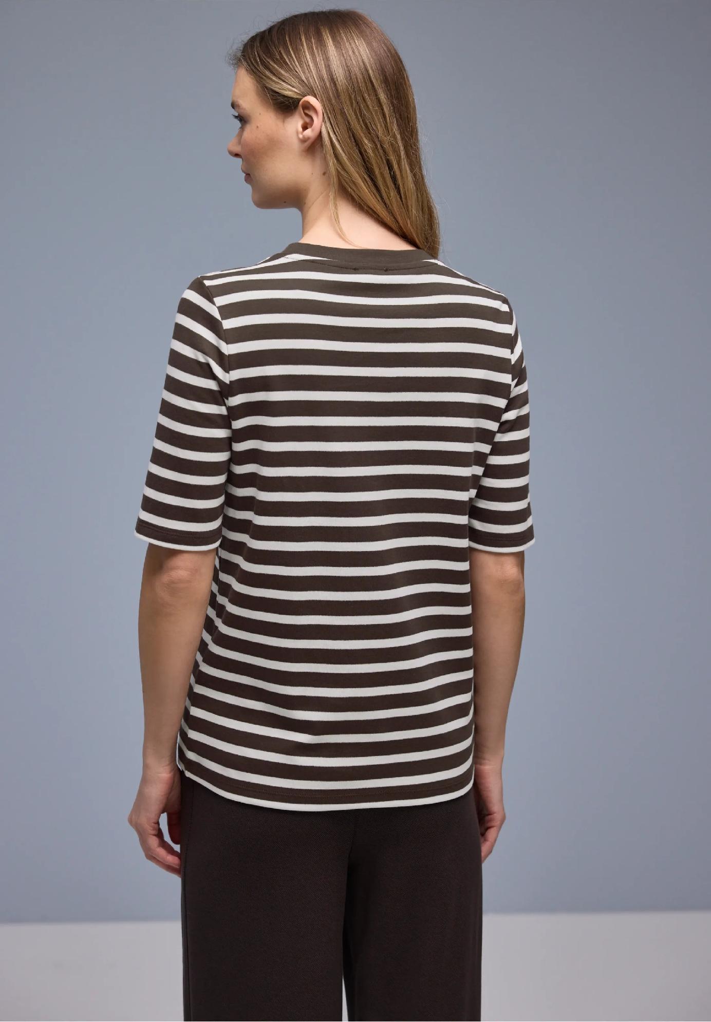 Street One pruhované tričko, hnedé