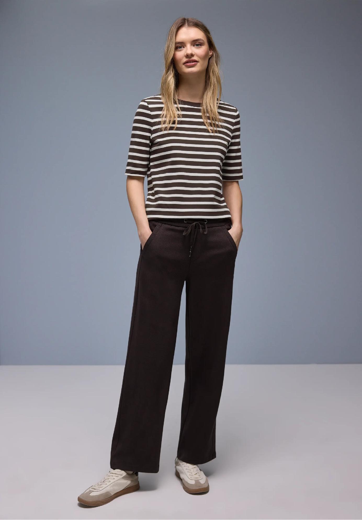 Street One pruhované tričko, hnedé