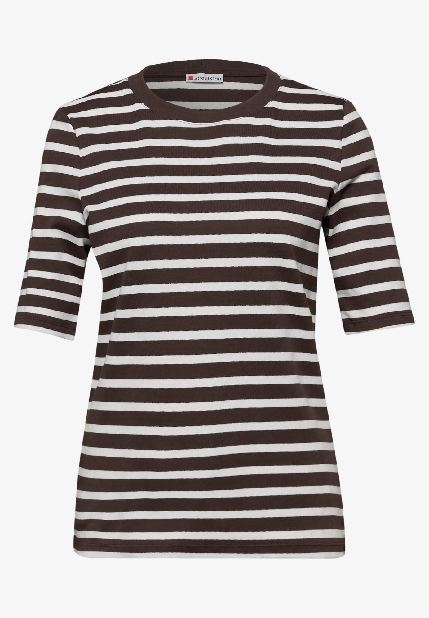 Street One pruhované tričko, hnedé