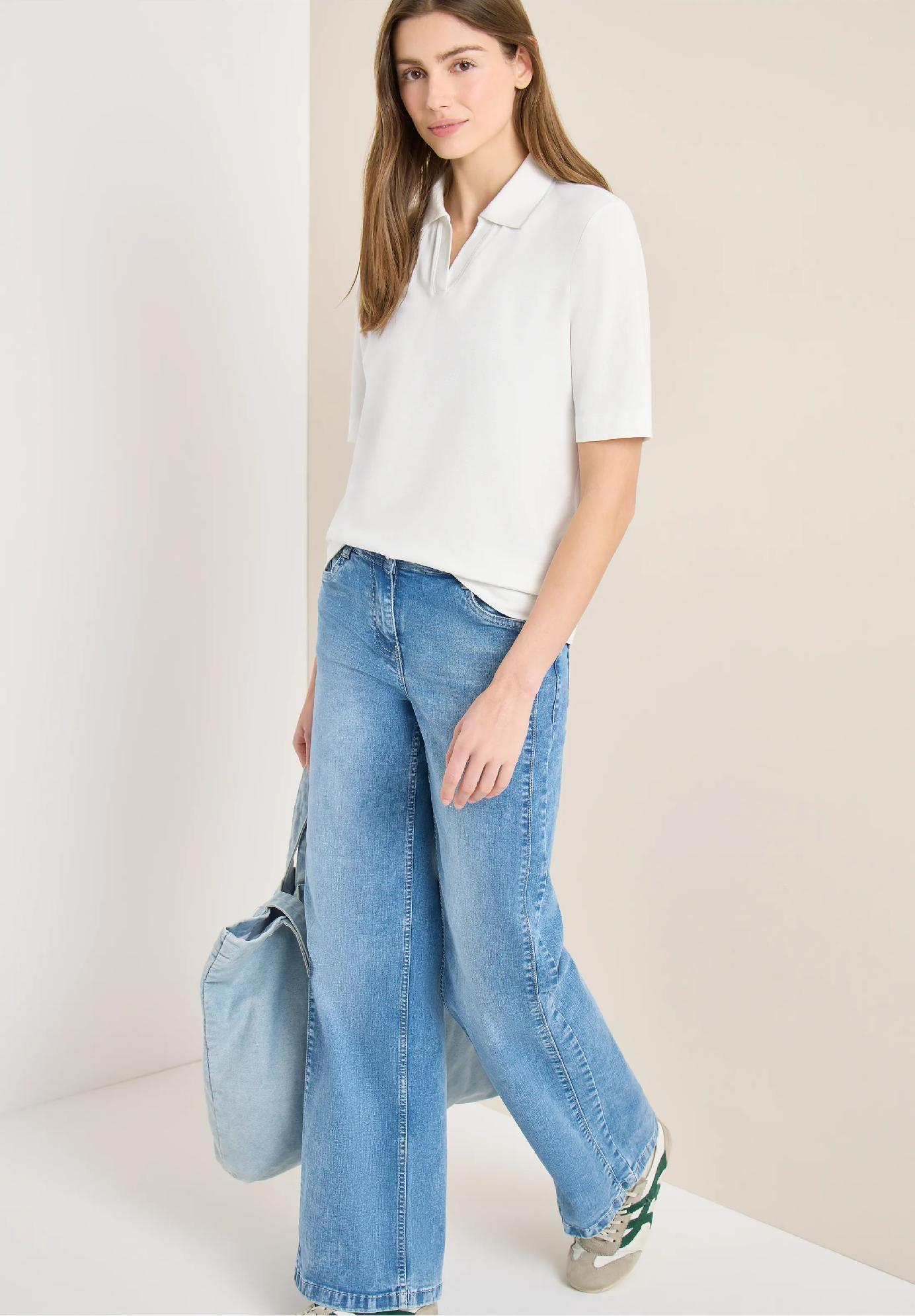 CECIL polo tričko s krátkym rukávom z piké látky, van