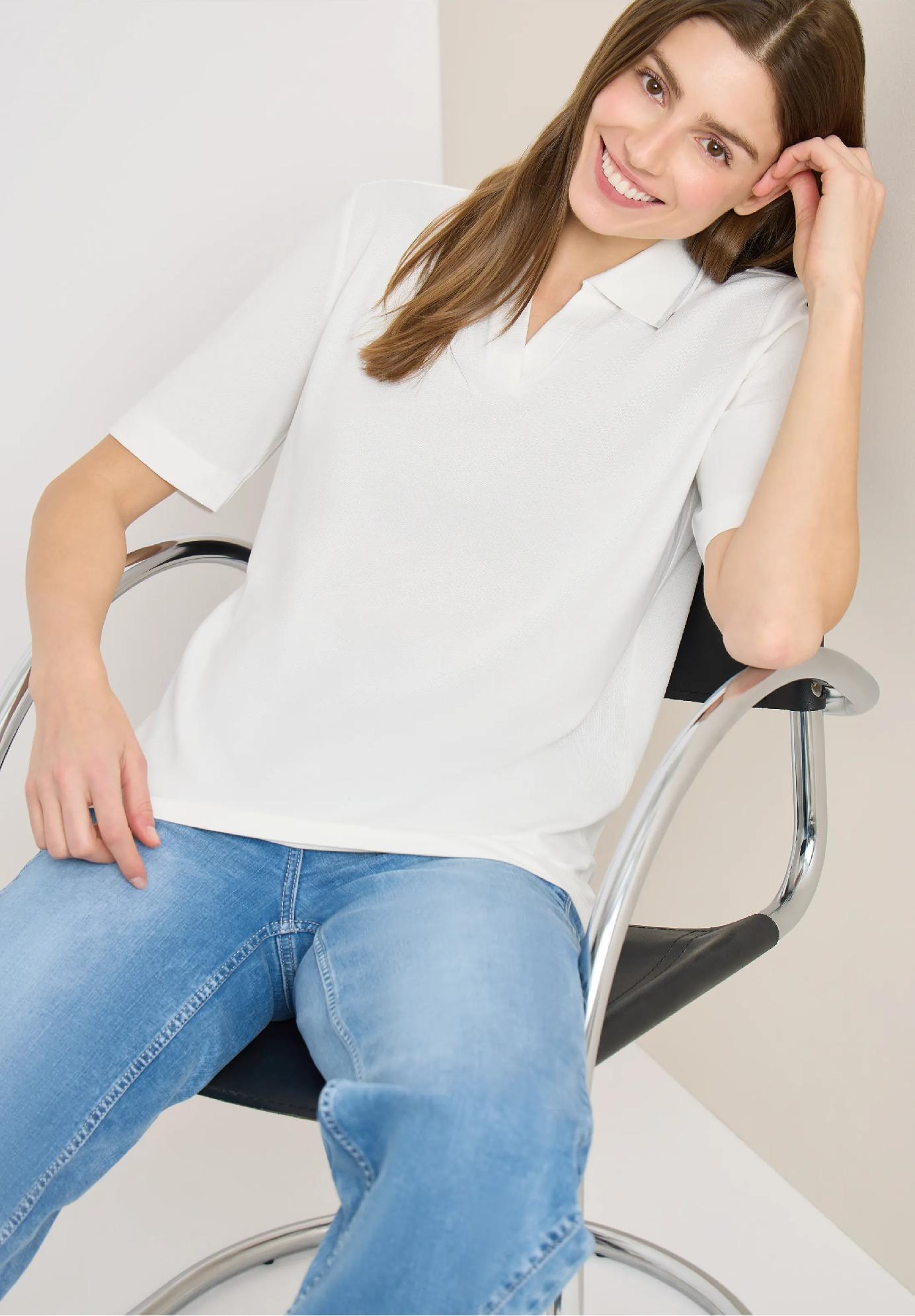 CECIL polo tričko s krátkym rukávom z piké látky, van