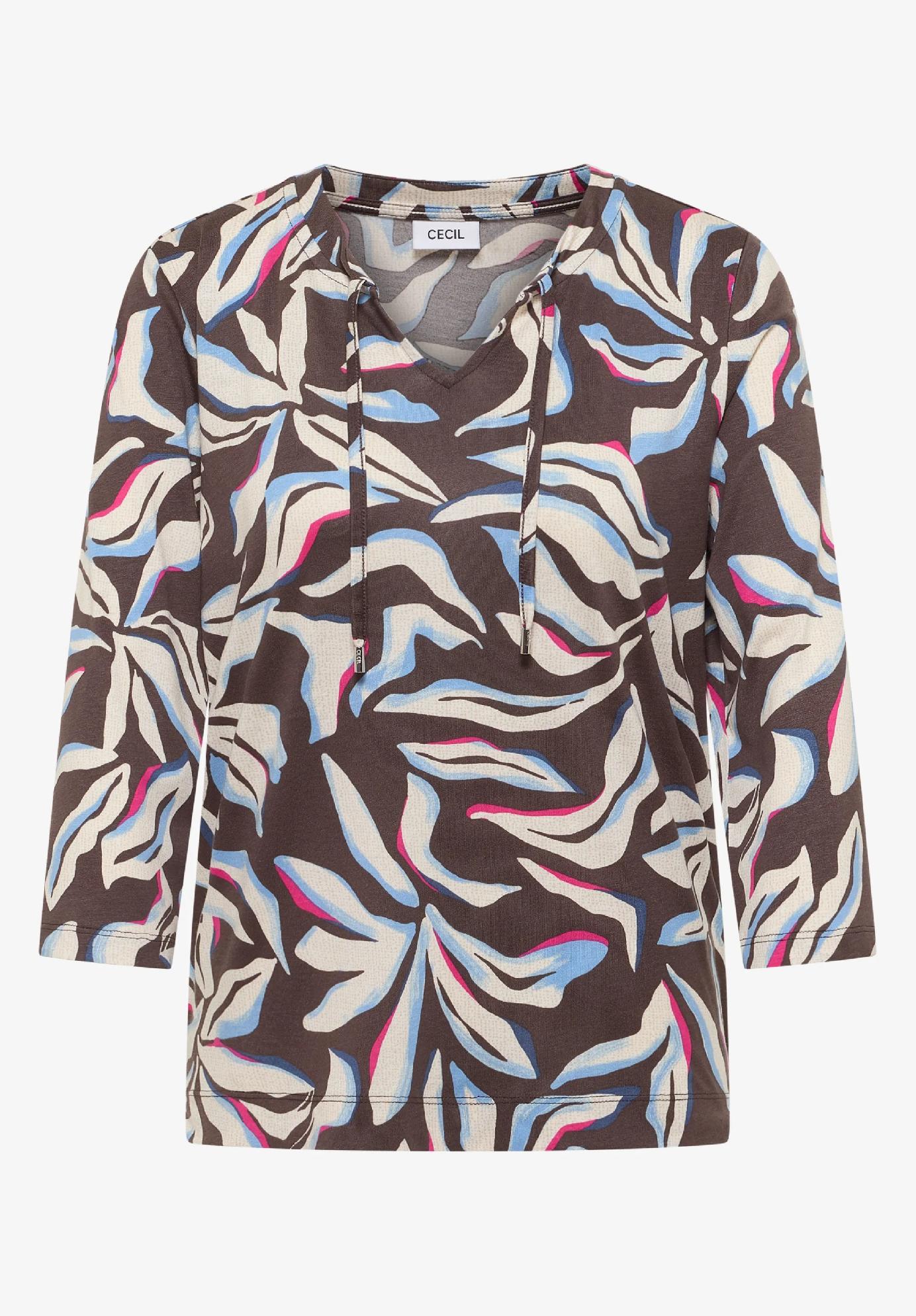 CECIL tričko s rozdeleným výstrihom a potlačou