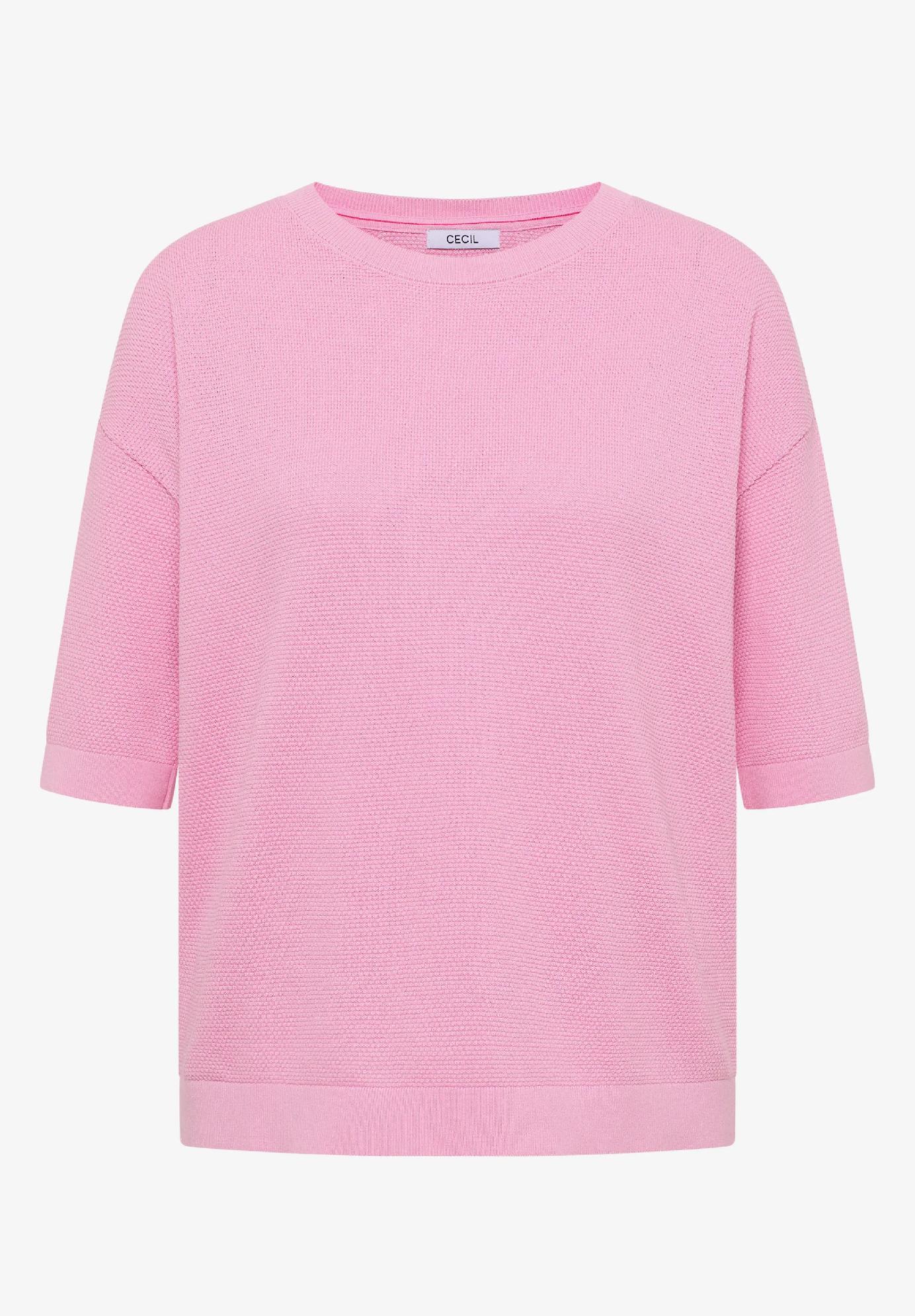 CECIL textúrovaný sveter s krátkym rukávom, ruz