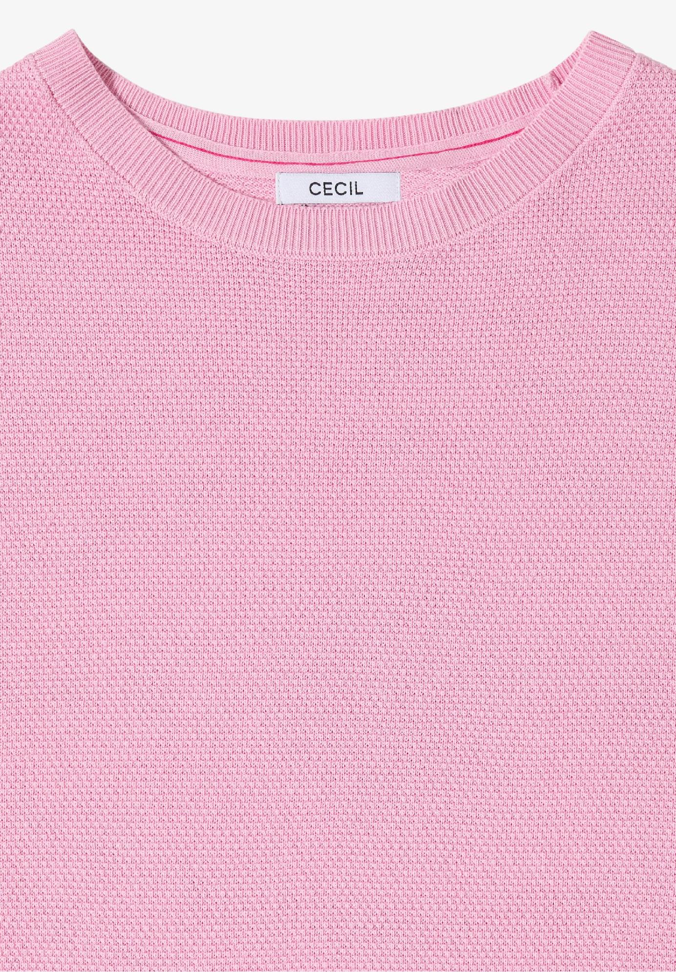 CECIL textúrovaný sveter s krátkym rukávom, ruz