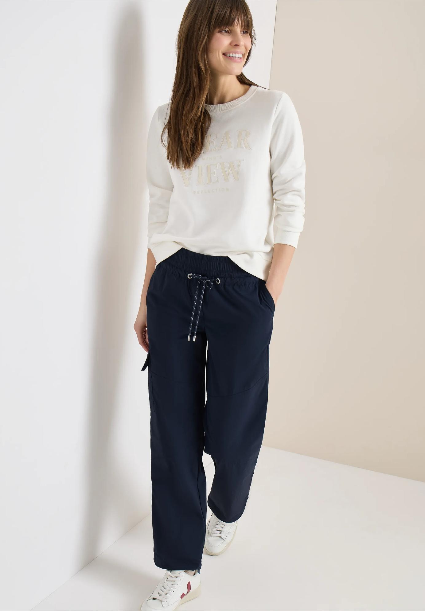 CECIL rovné nohavice voľného strihu s vysokým pásom NEELE, mod