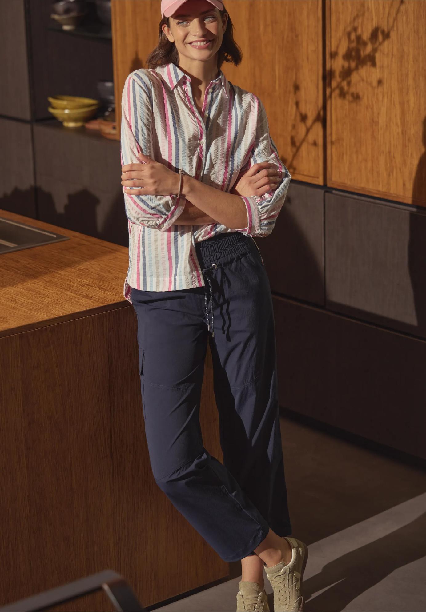 CECIL rovné nohavice voľného strihu s vysokým pásom NEELE, mod