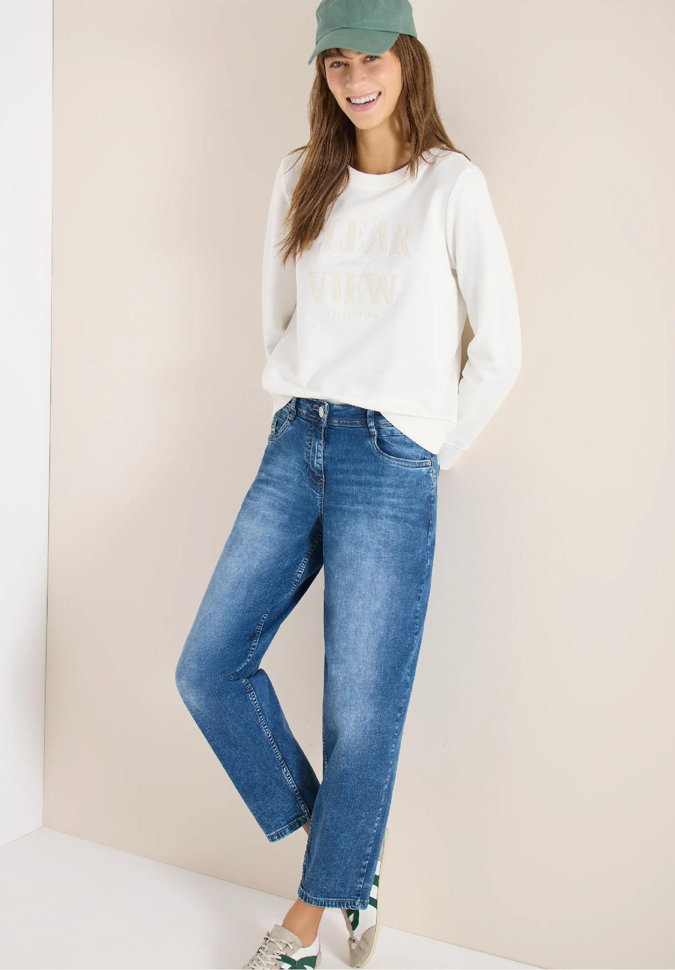 CECIL džínsové nohavice voľného strihu s vysokým pásom