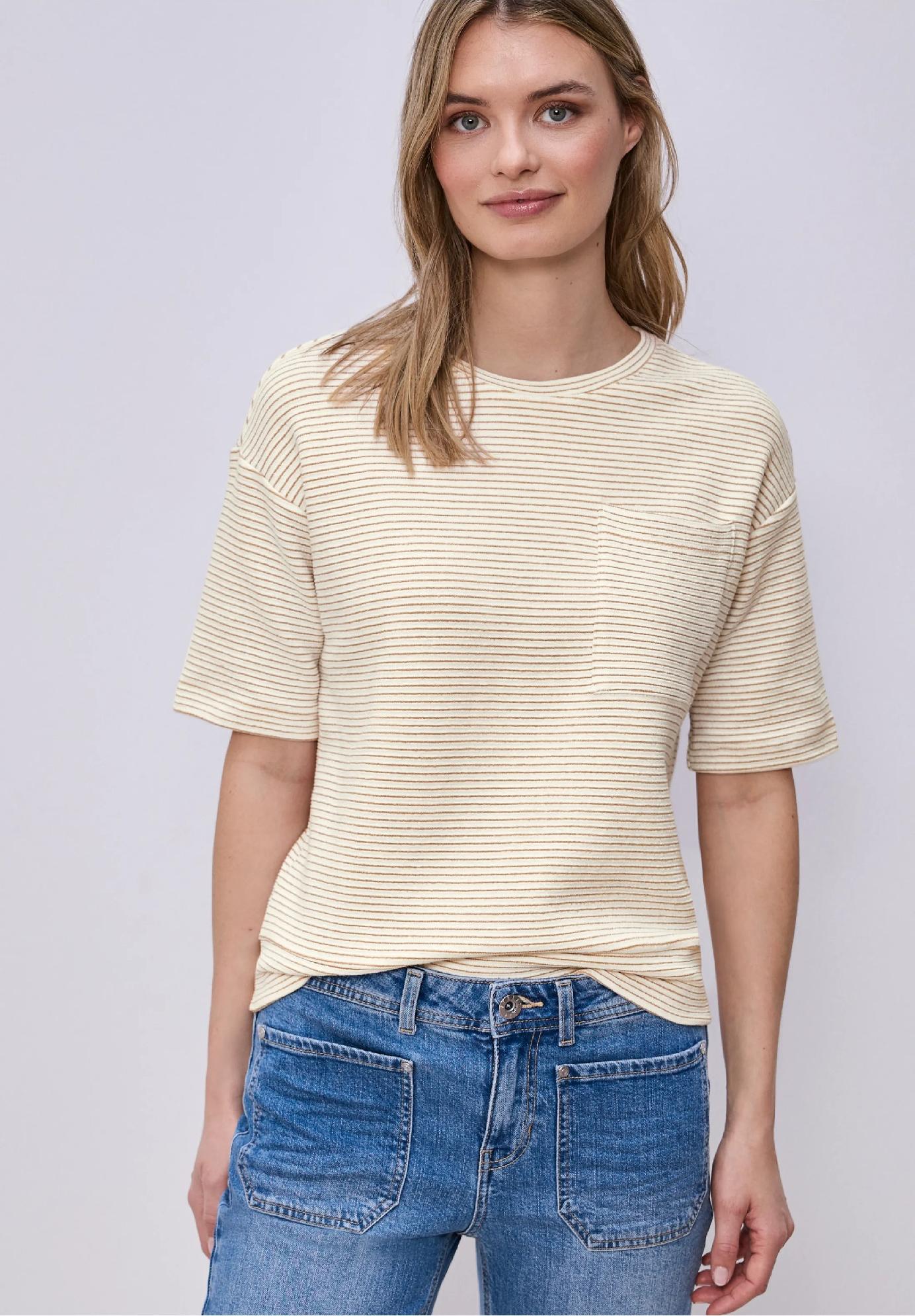 Street One tričko s krátkym rukávom a textúrovanými pruhmi
